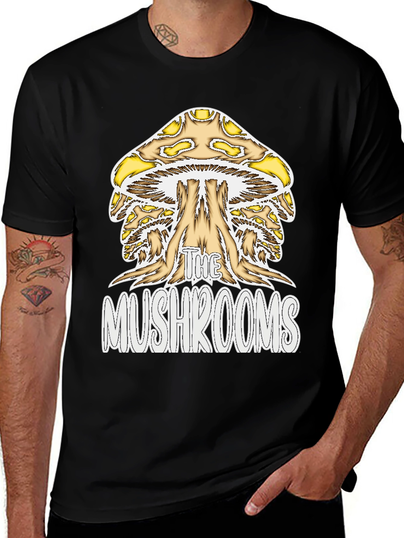 Variant 26 of The Mushrooms Graphic Tee - Black Cotton Blend Shirt