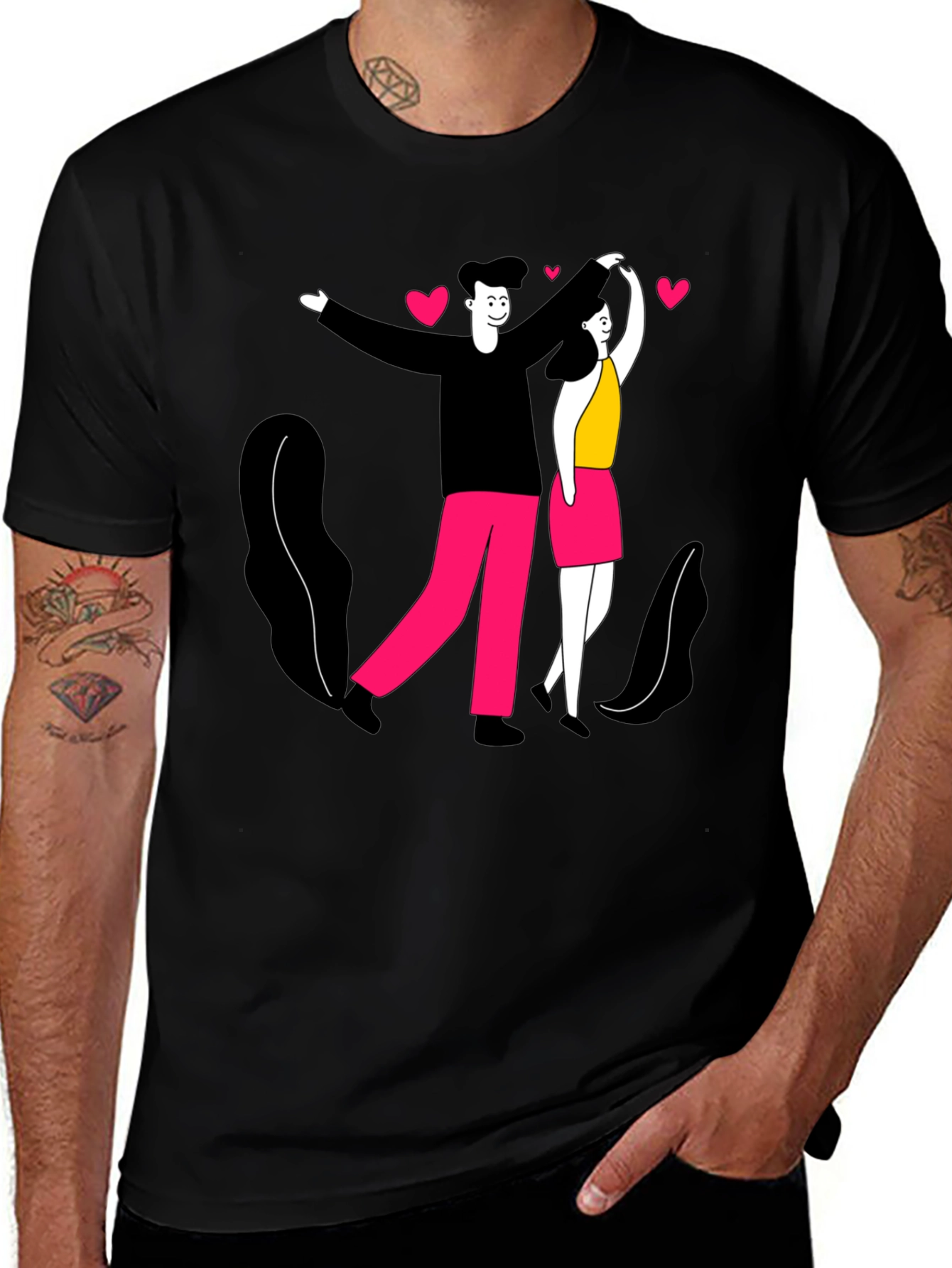 Variant 22 of Romantic Couple Graphic Tee - Black