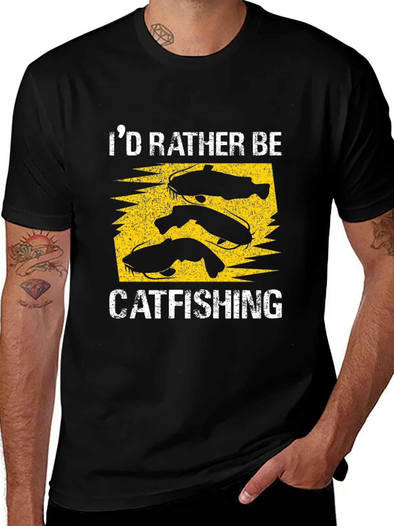 Variant 12 of I'd Rather Be Catfishing Black T-Shirt