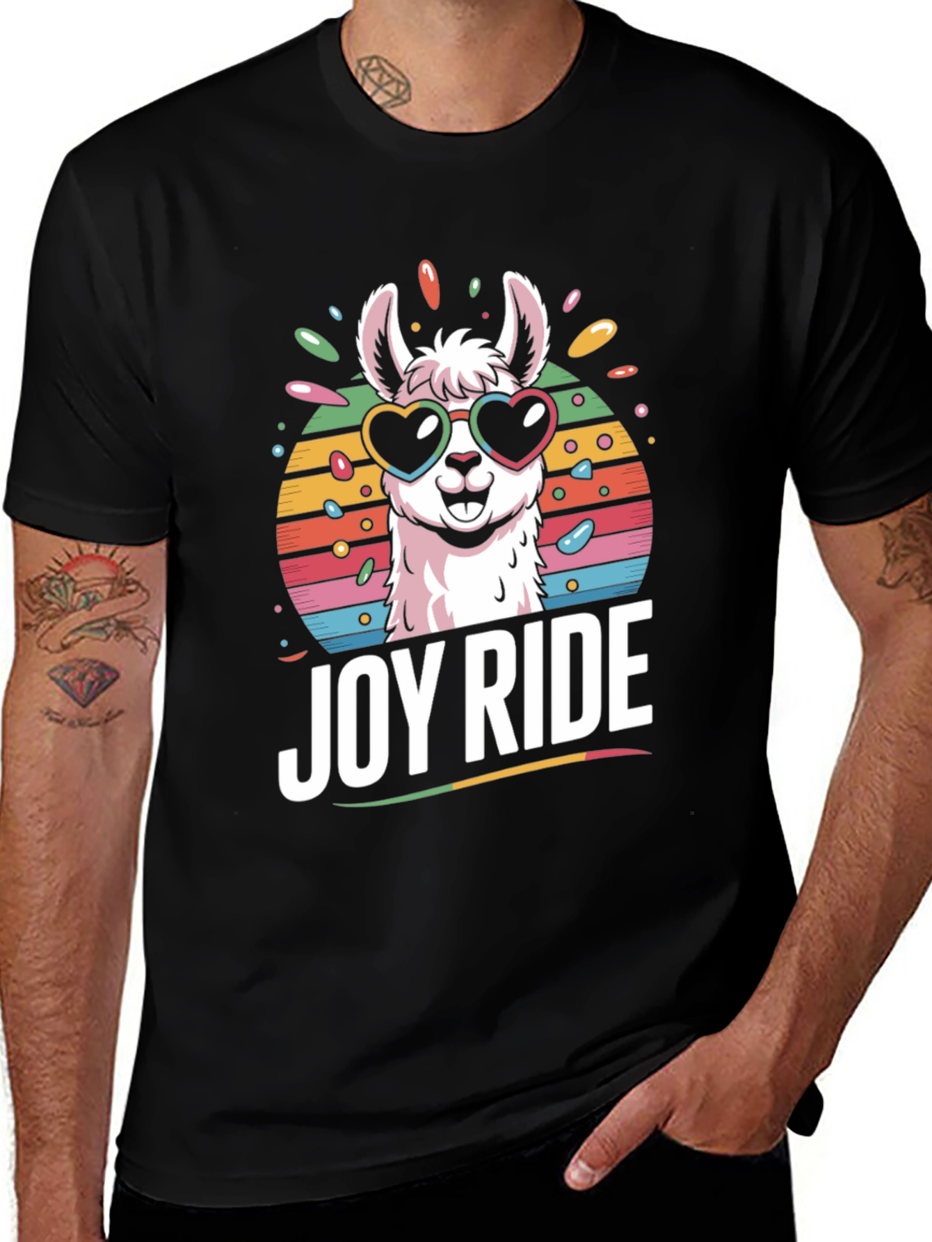 Variant 19 of Joy Ride Llama T-Shirt - Heart Sunglasses