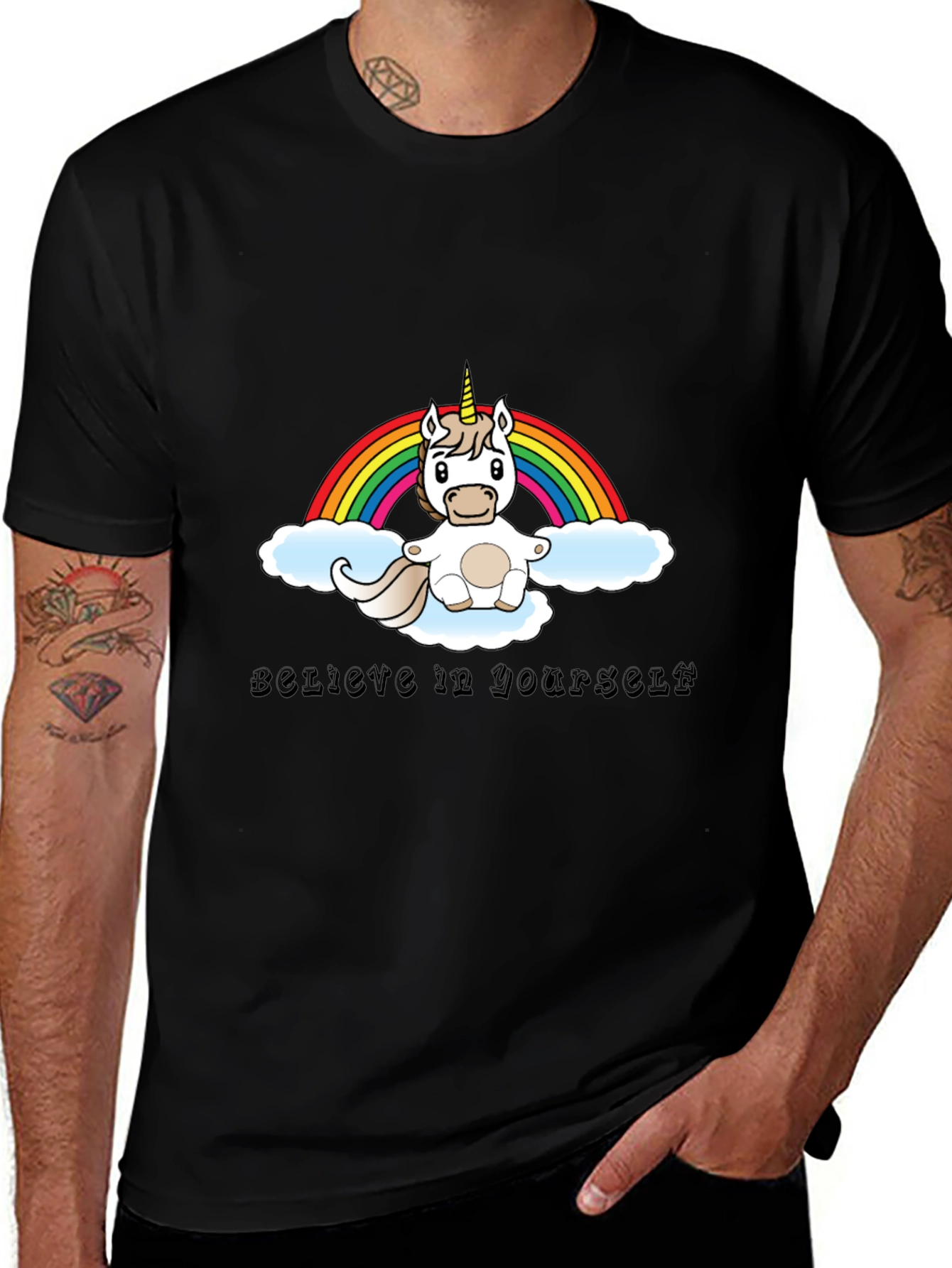 Variant 3 of Believe in Yourself Rainbow Unicorn Graphic Tee