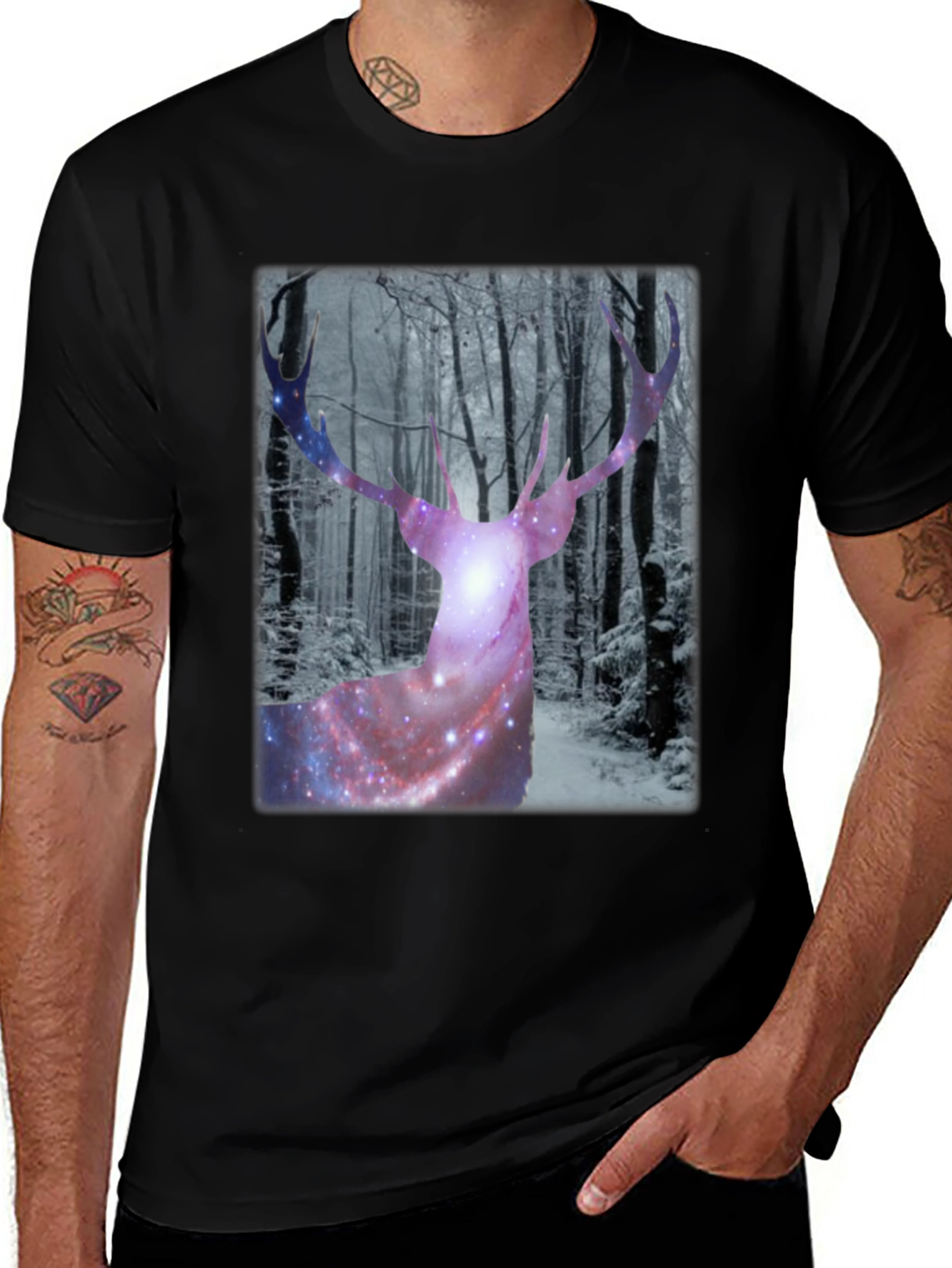 Variant 7 of Galaxy Deer Graphic Tee - Unique Print T-Shirt