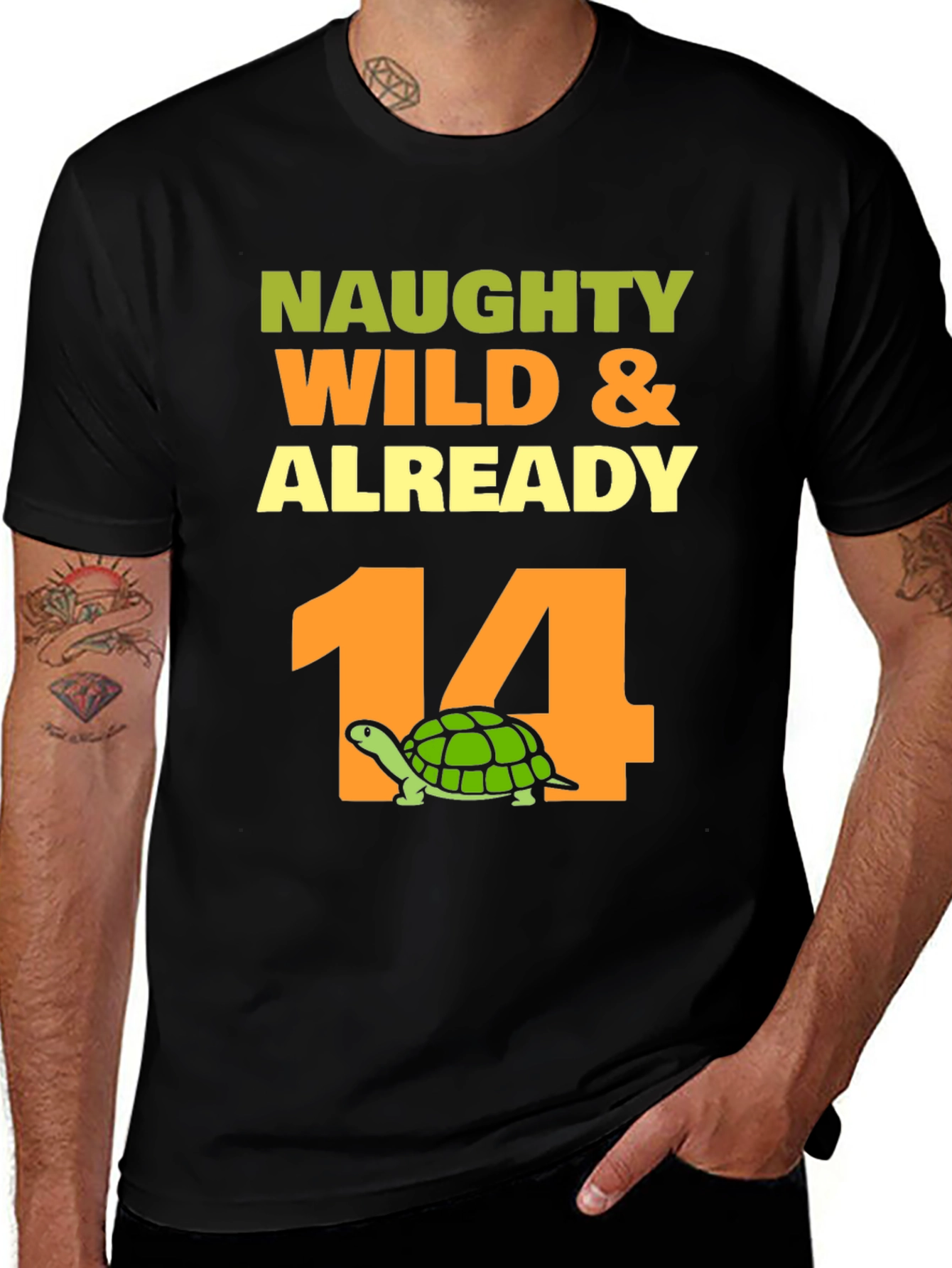 Variant 11 of Naughty Wild & Already 14 Turtle Birthday T-Shirt