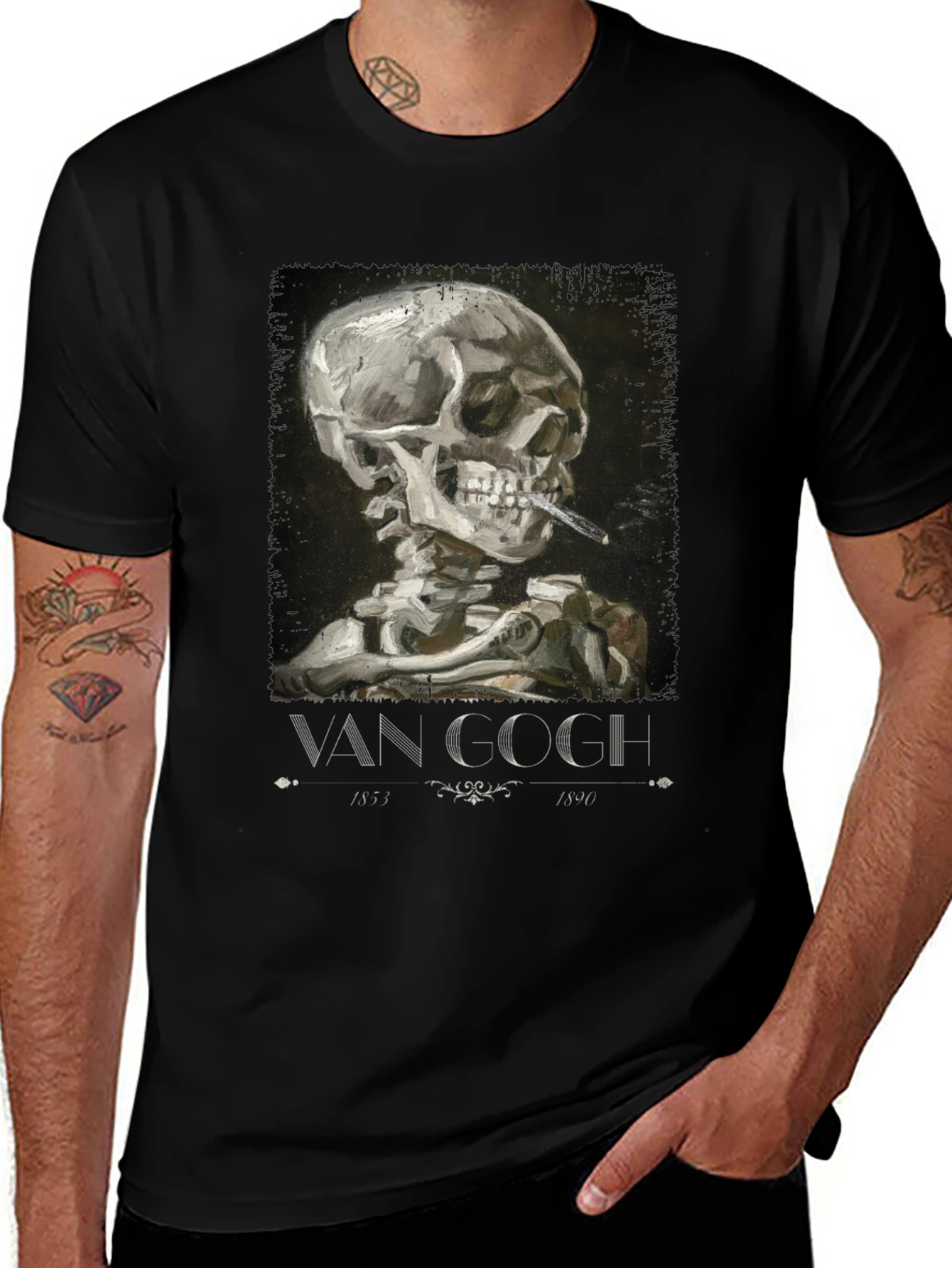 Variant 5 of Van Gogh Smoking Skull T-Shirt