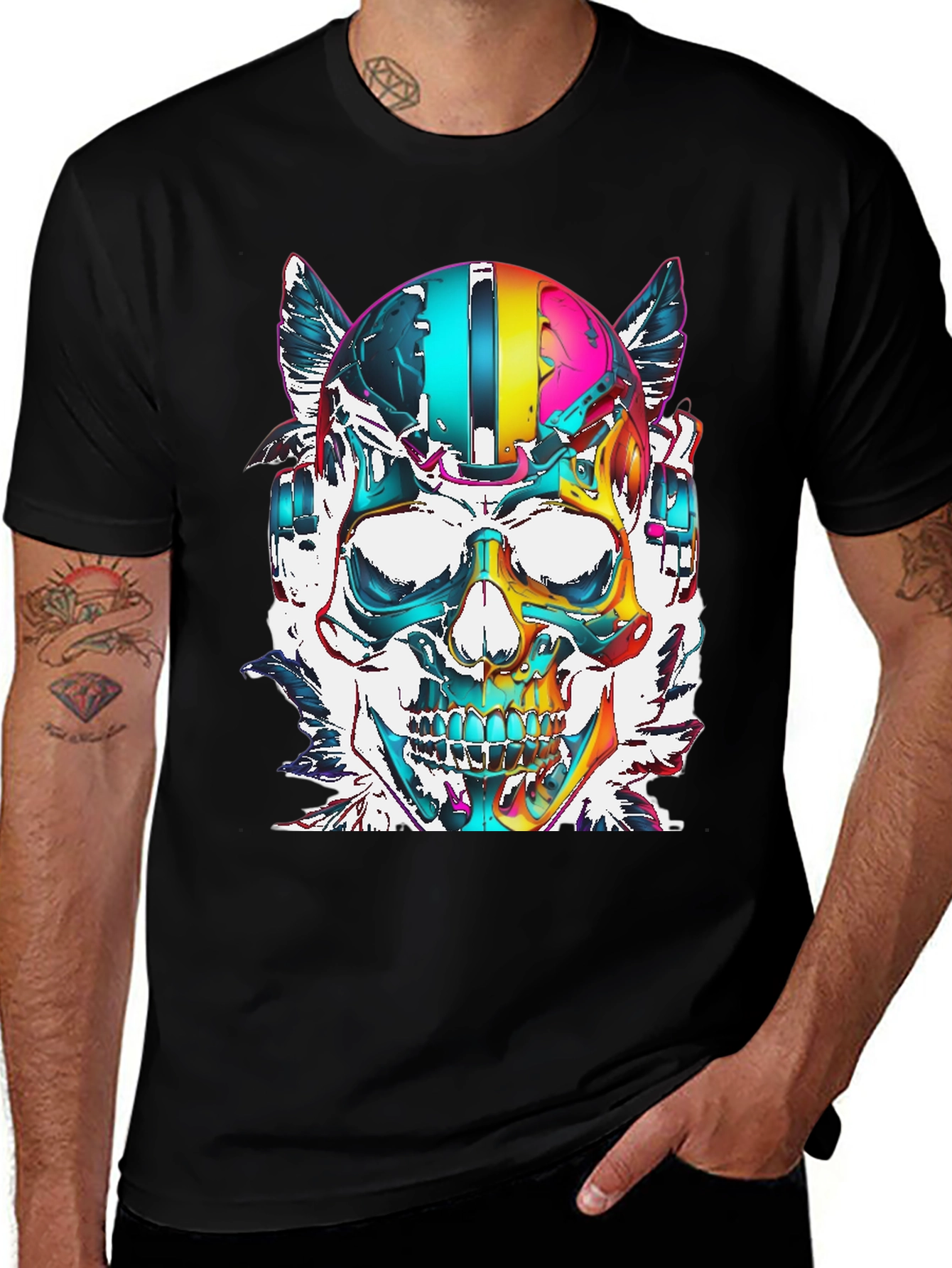 Variant 3 of Colorful Skull Graphic T-Shirt