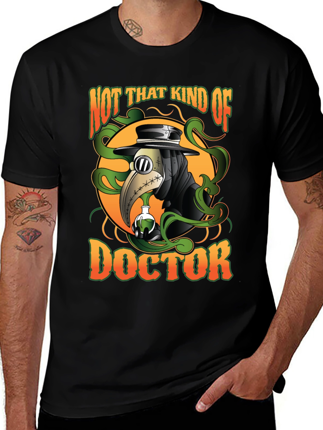 Variant 4 of Plague Doctor T-Shirt - "Not That Kind of Doctor"