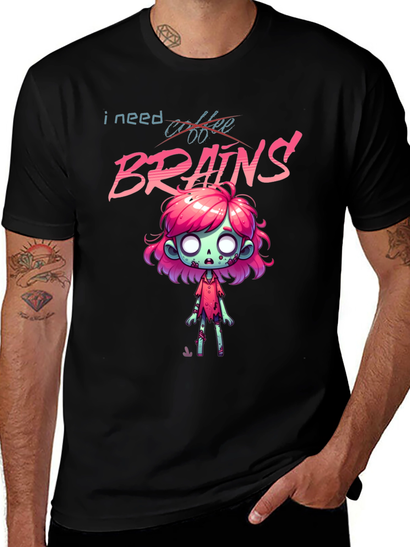 Variant 21 of Zombie Brains T-Shirt - I Need Brains!
