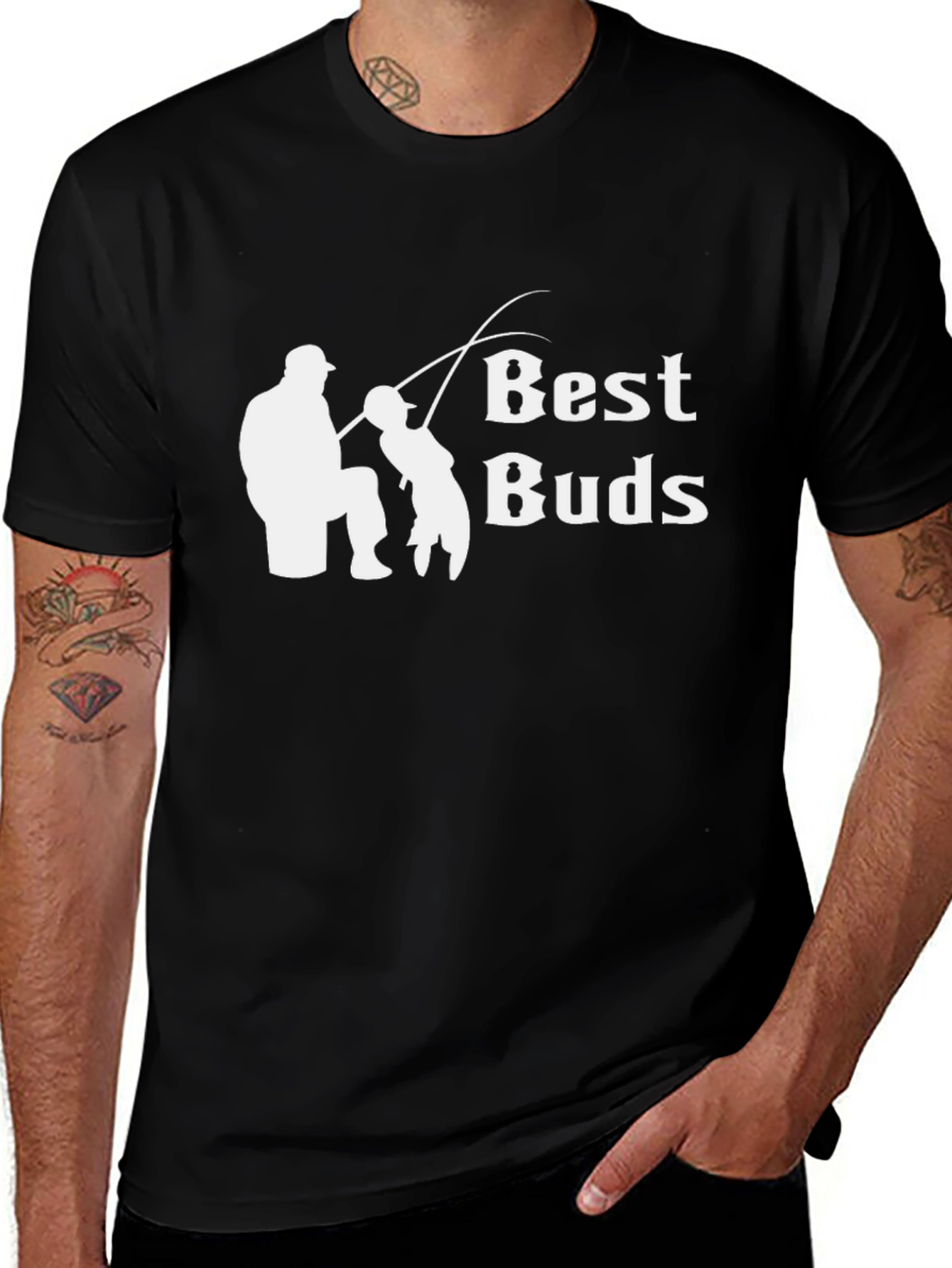 Variant 26 of Best Buds Fishing Black T-Shirt