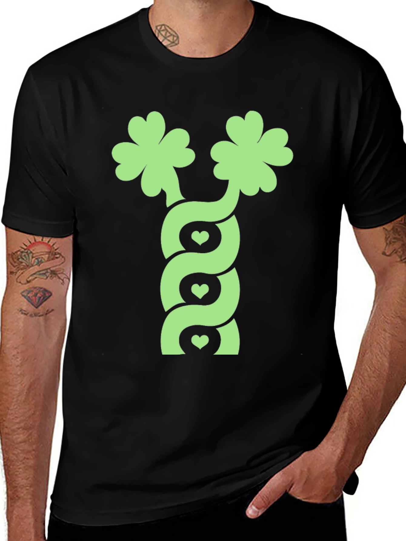 Variant 13 of Lucky Clover Heart Twist Black T-Shirt