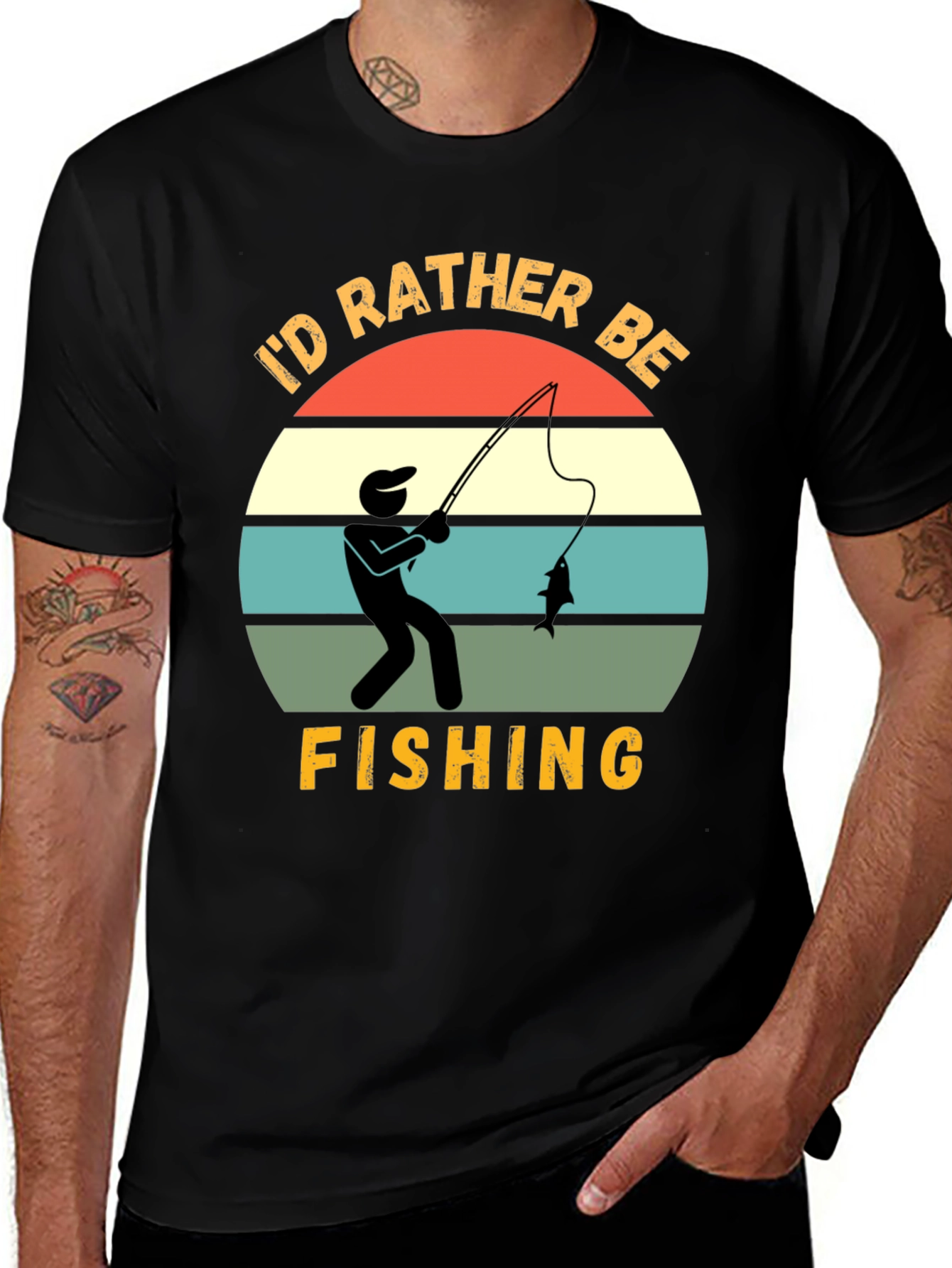 Variant 23 of I'd Rather Be Fishing T-Shirt