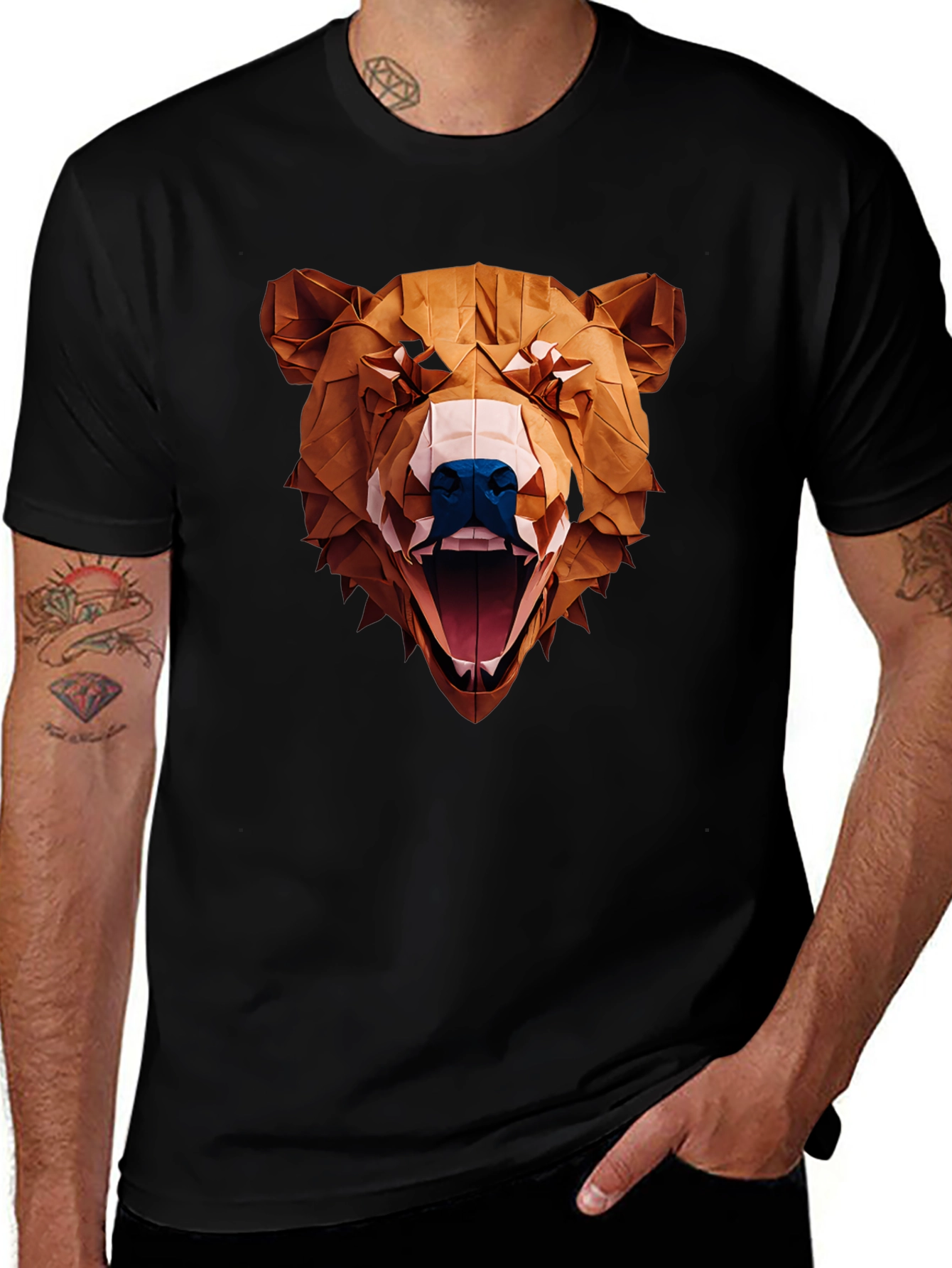 Variant 16 of Geometric Bear Graphic Tee - Black