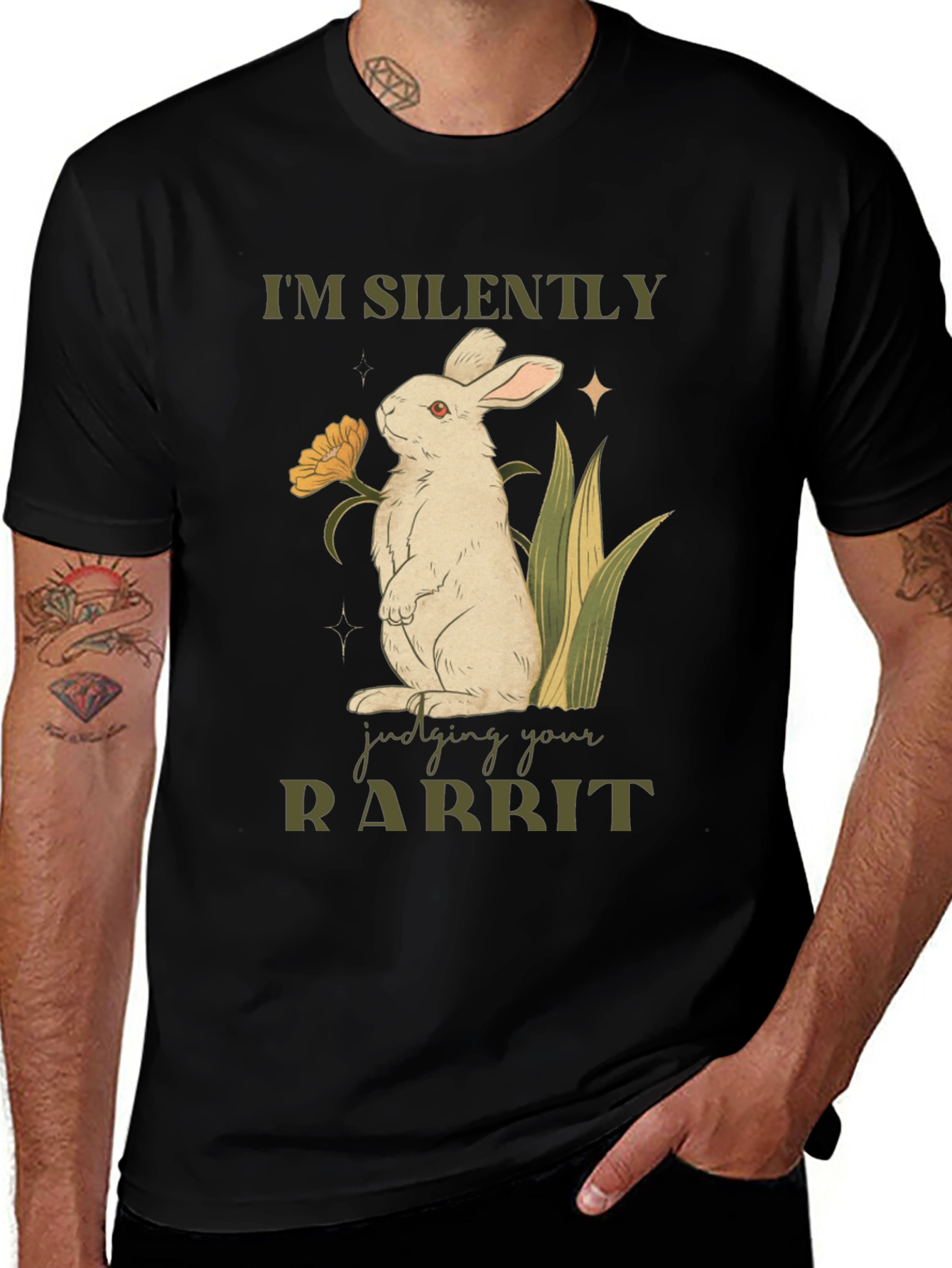 Variant 25 of I'm Silently Judging Your Rabbit Graphic Tee