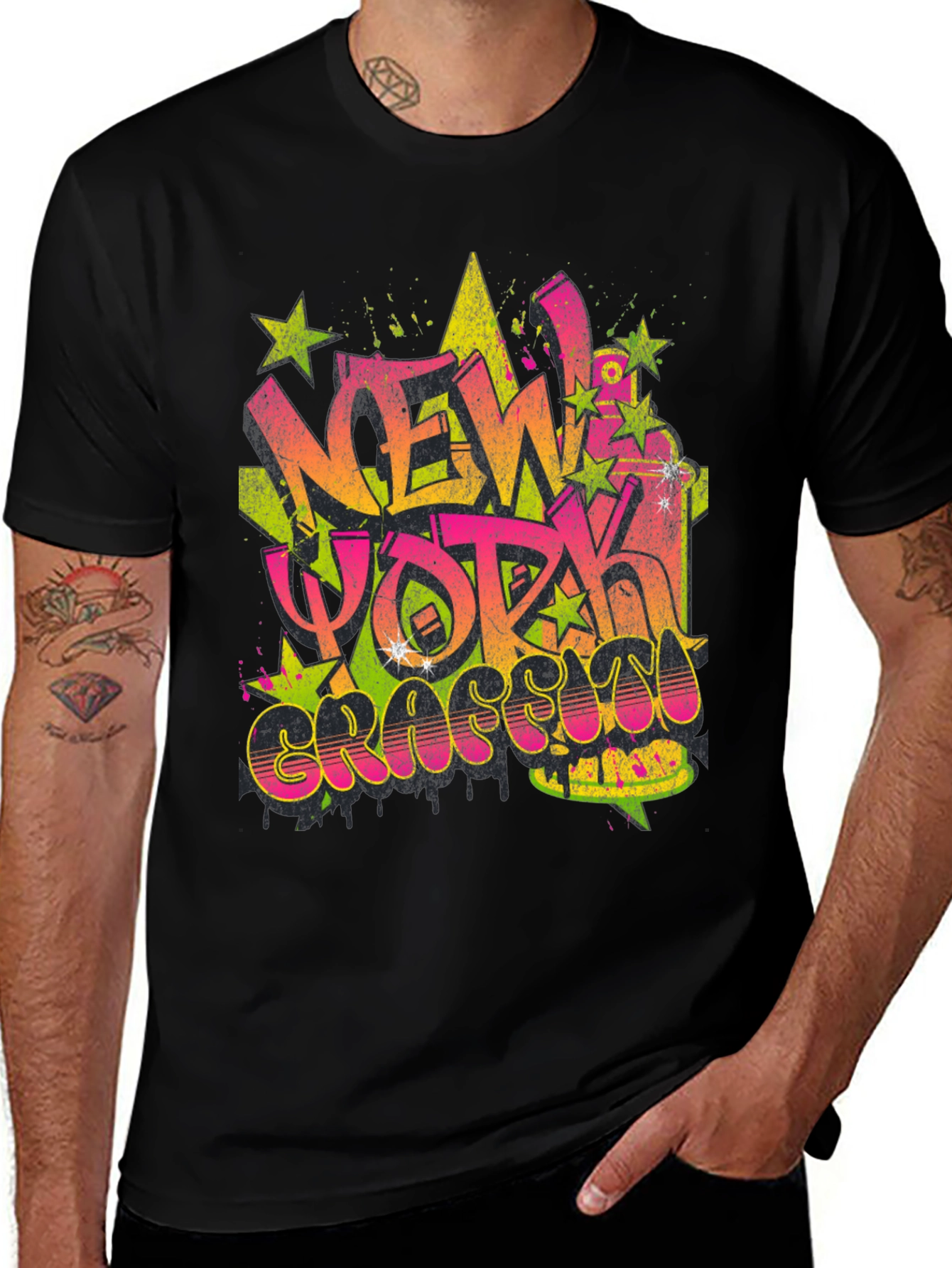Variant 16 of New York Graffiti Graphic Black T-Shirt