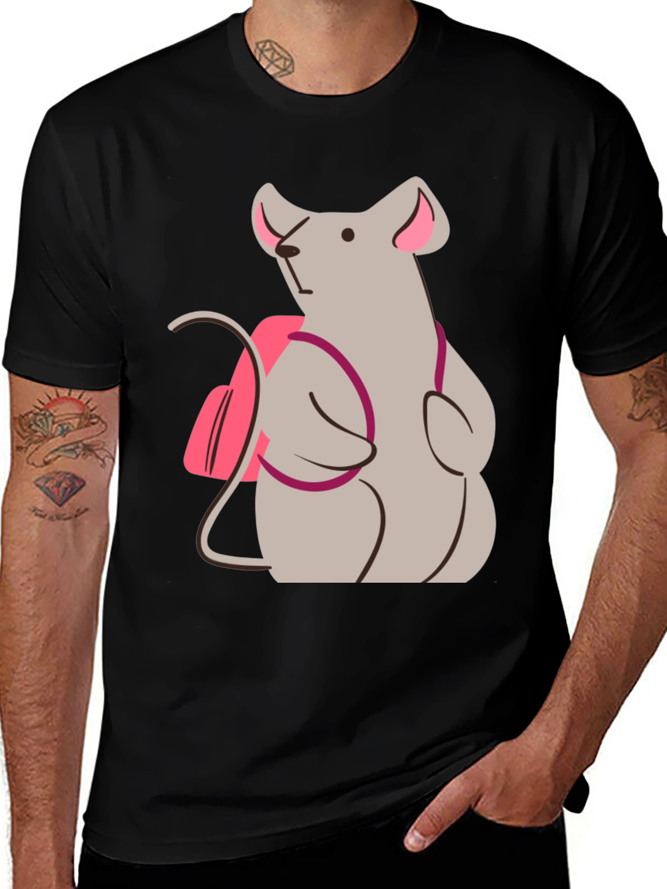 Variant 11 of Whimsical Mouse Graphic Tee - Cute Animal T-Shirt