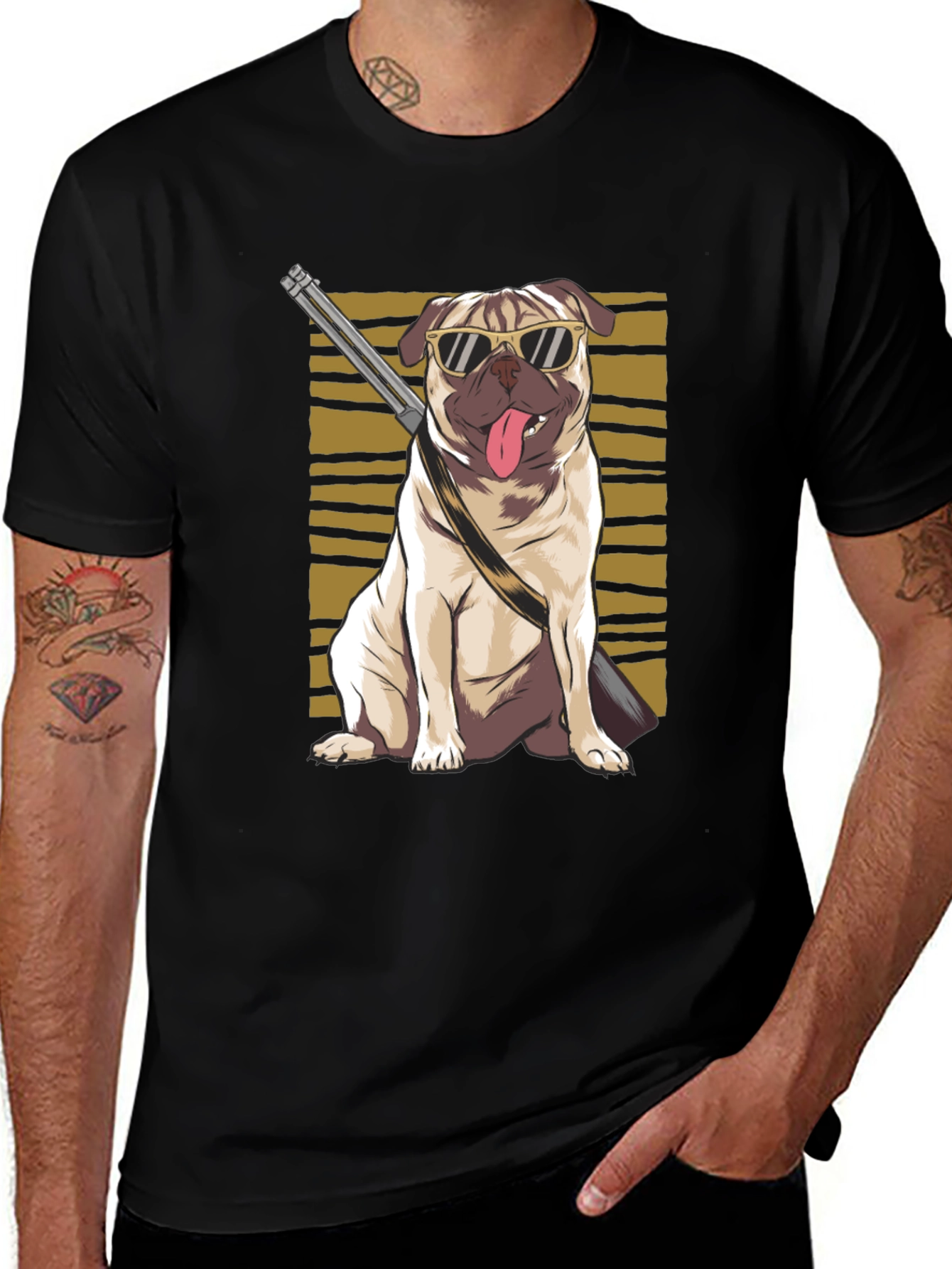 Variant 22 of Cool Pug Gun T-Shirt