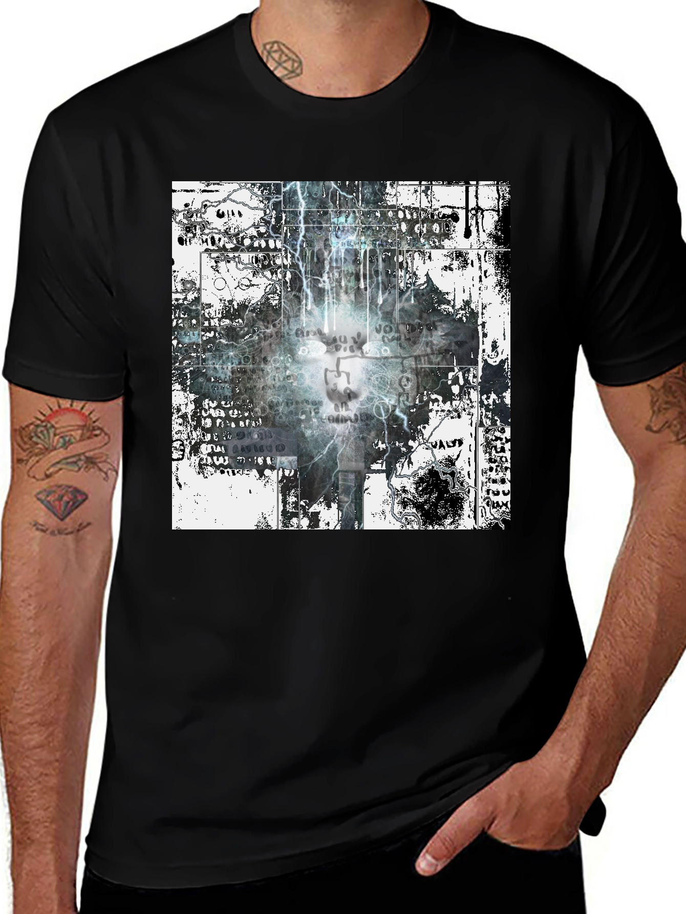 Variant 6 of Abstract Graphic Print Men's Black T-Shirt