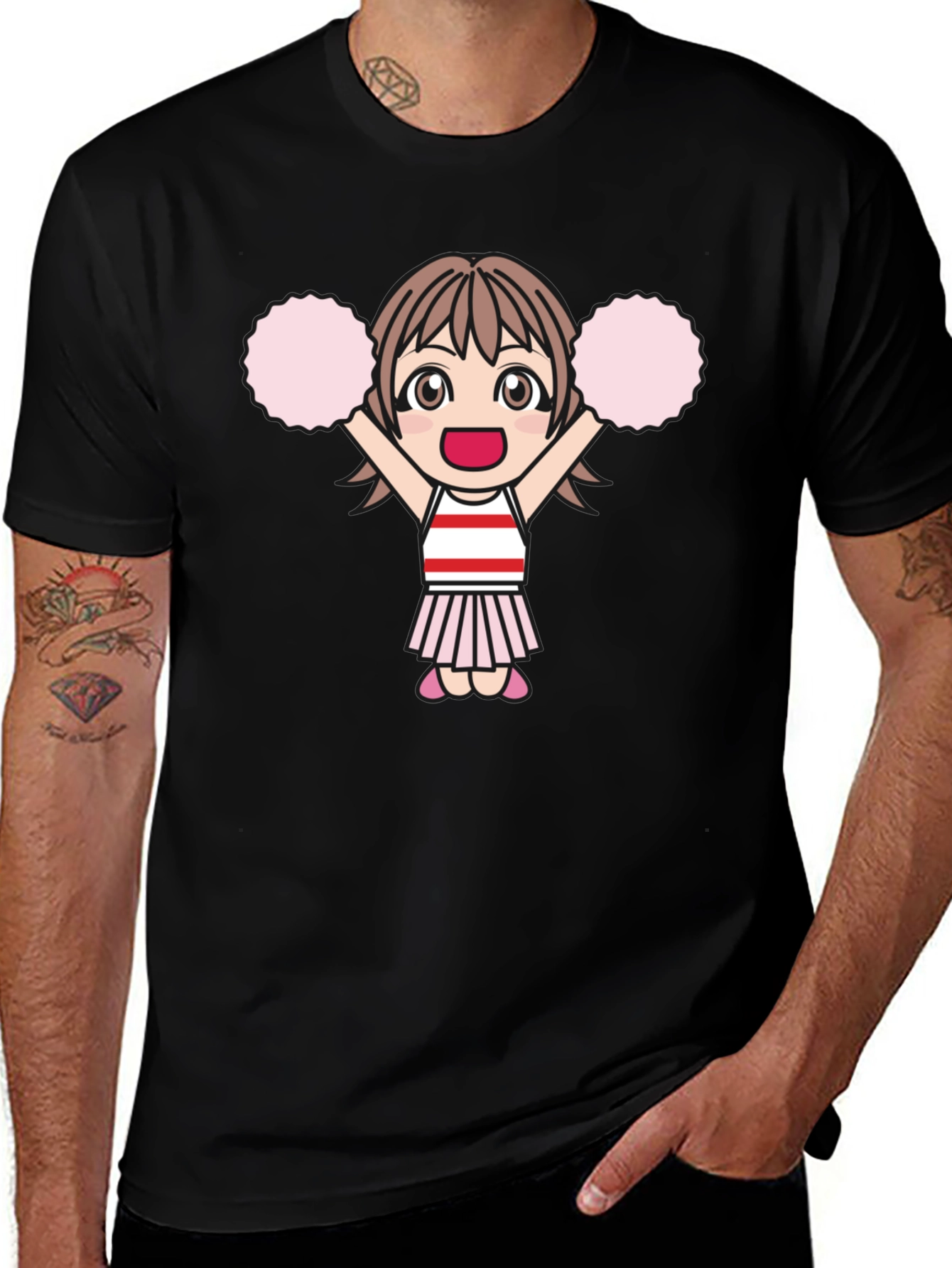 Variant 16 of Cheerleader Anime Girl Black T-Shirt
