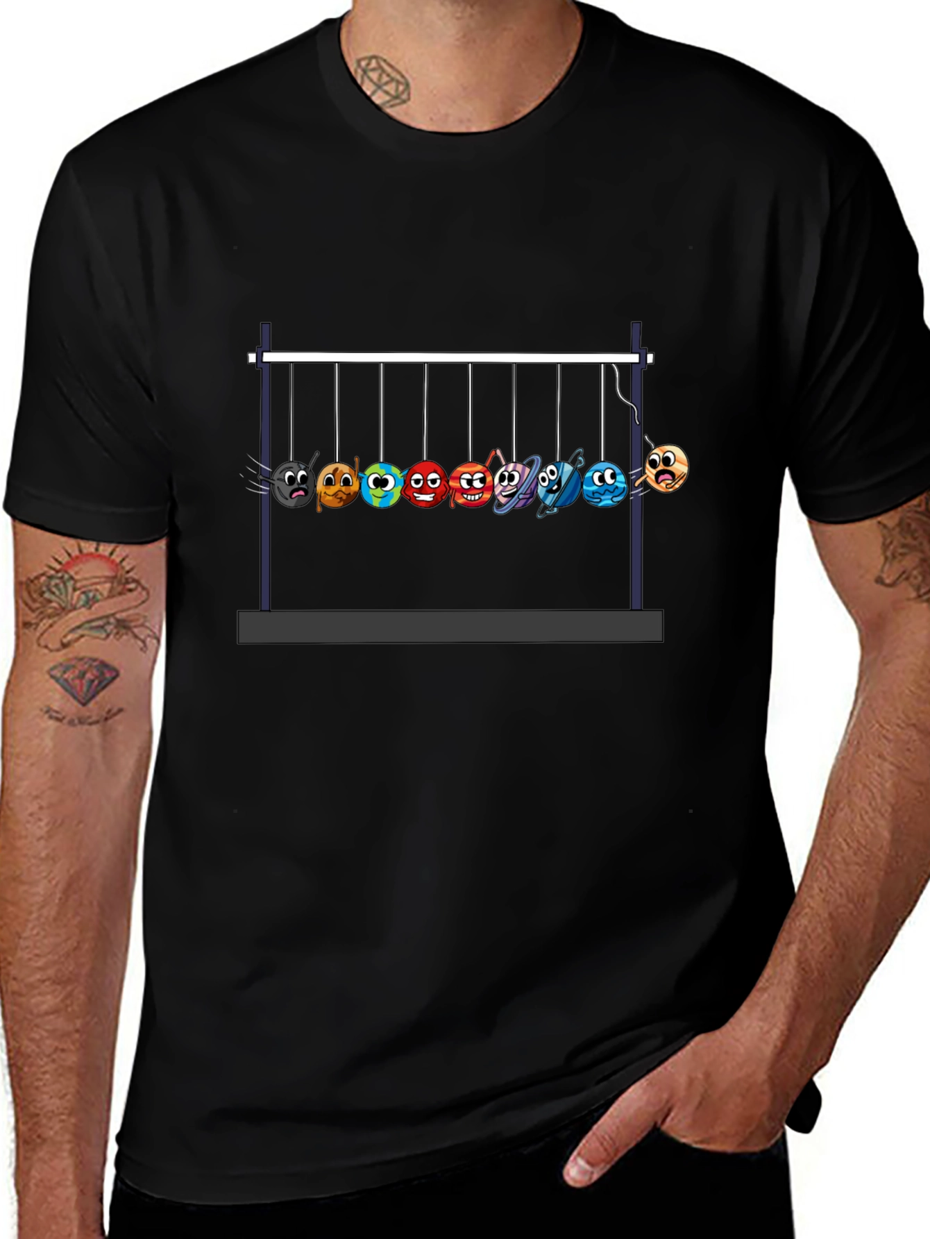 Variant 17 of Cartoon Planets Pendulum T-Shirt