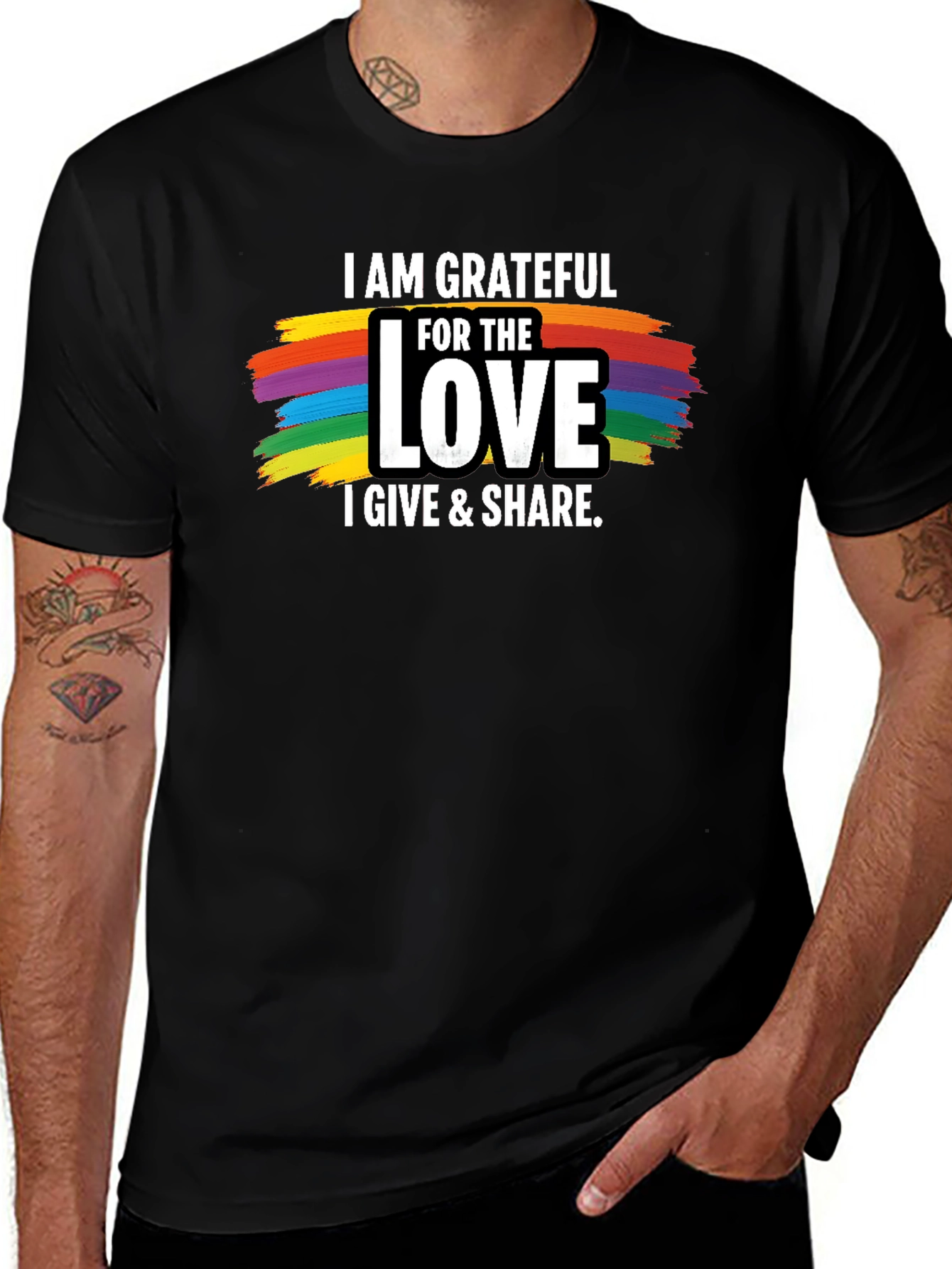 Variant 12 of Grateful Love Pride T-Shirt - Black