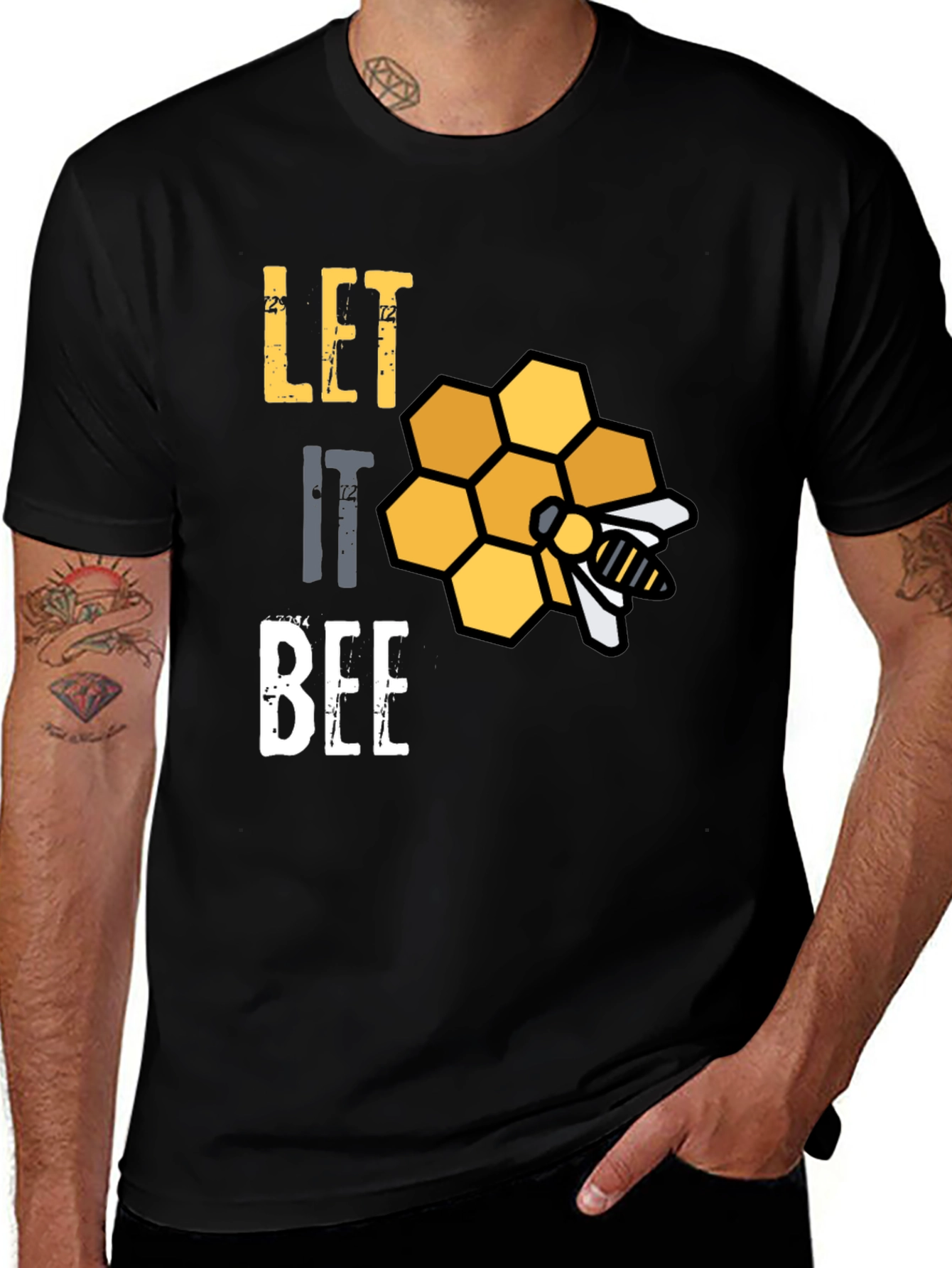 Variant 30 of Let It Bee Graphic Tee - Unique Honeycomb Design