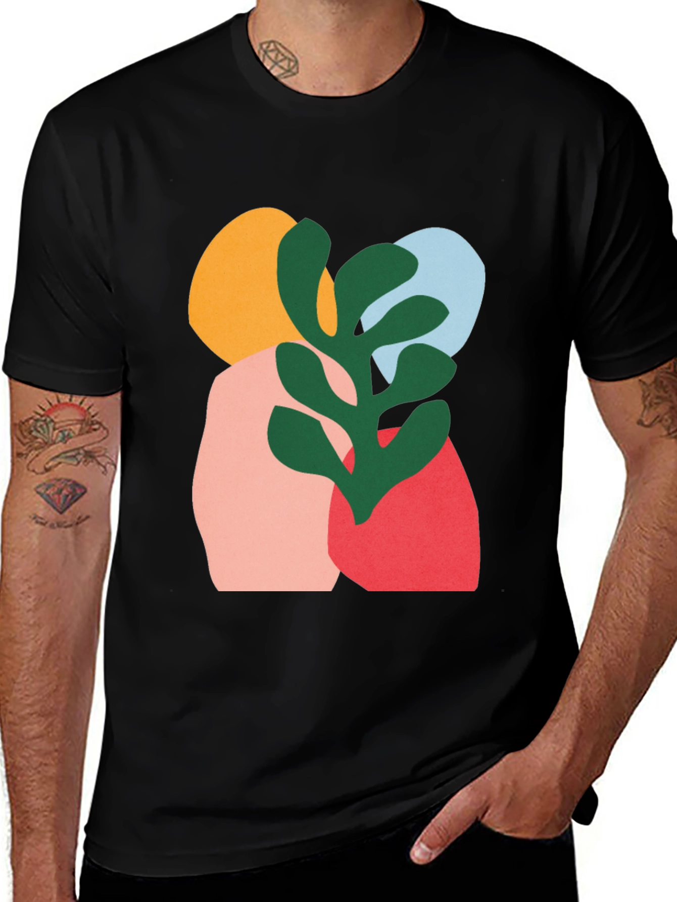 Variant 4 of Modern Abstract Graphic Print Black T-Shirt