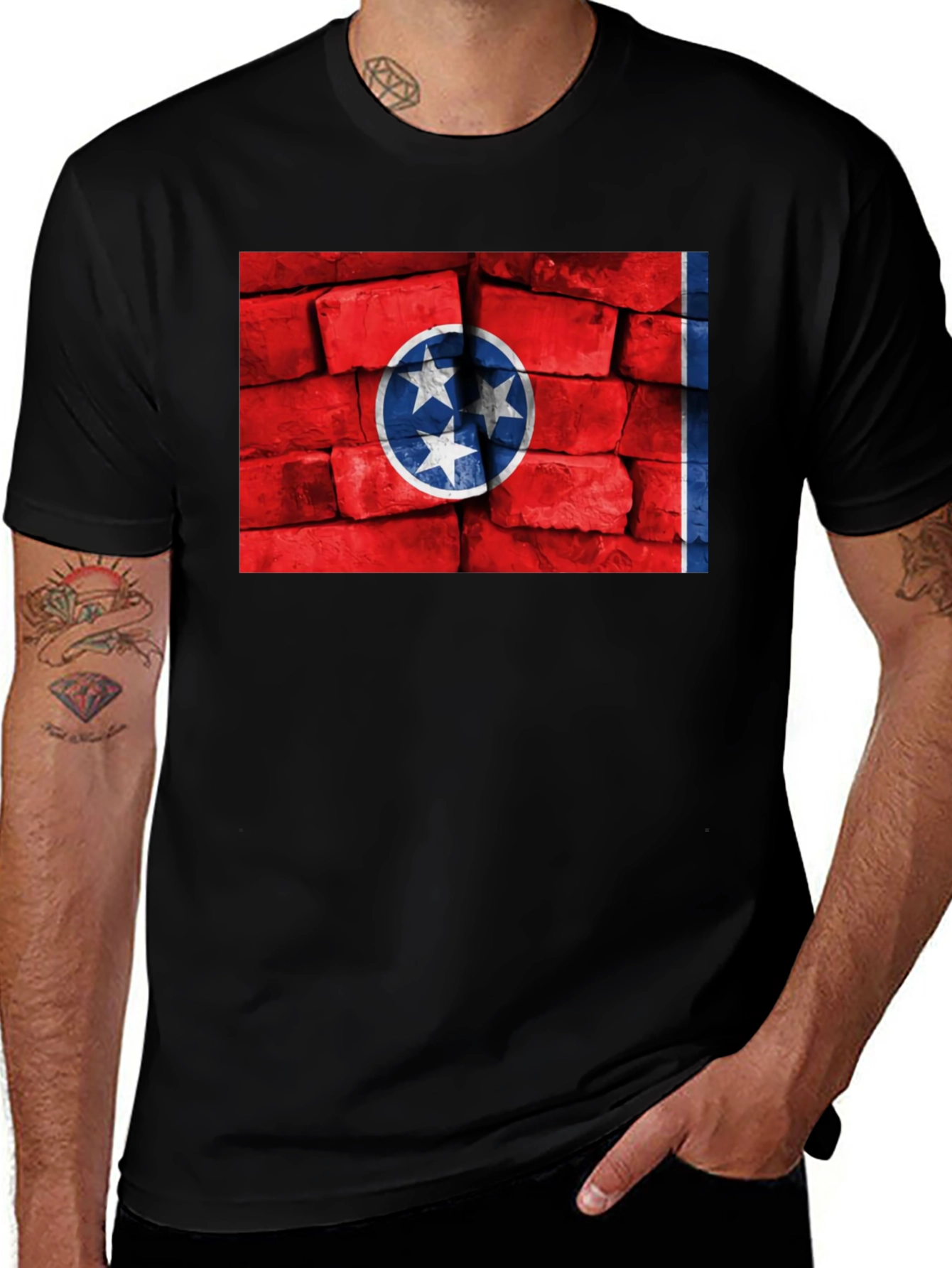 Variant 6 of Tennessee Flag Brick Wall Graphic T-Shirt