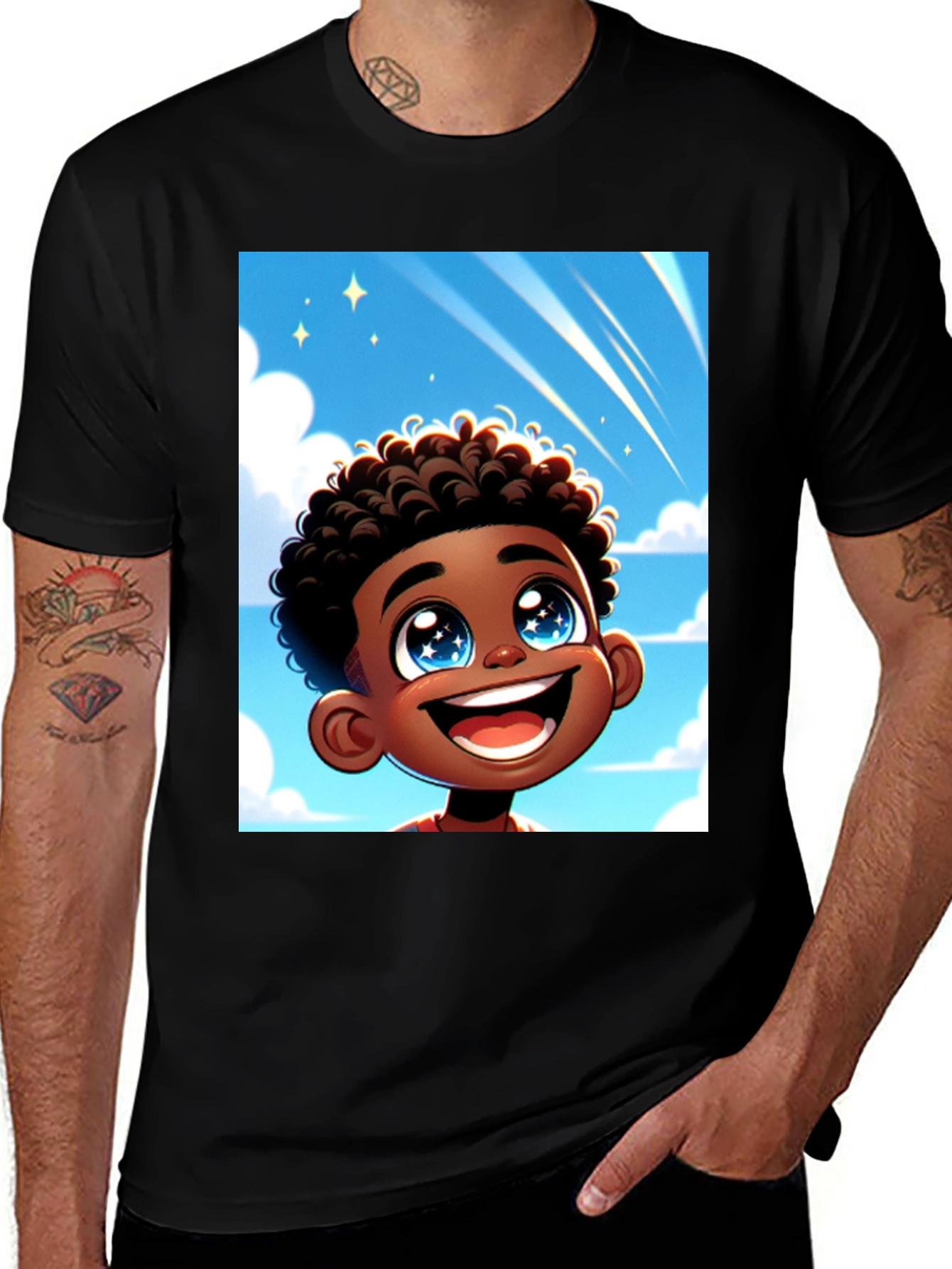 Variant 15 of Cartoon Boy T-Shirt - Black Cotton Blend