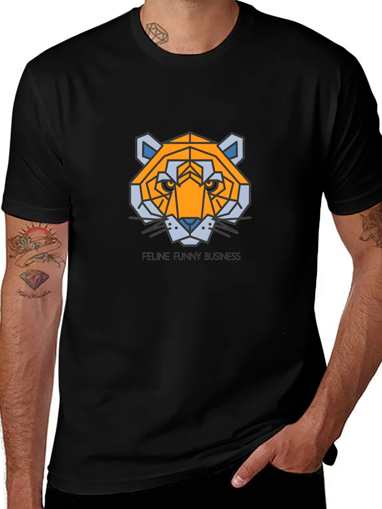 Variant 7 of Geometric Tiger Tee - Feline Funny Business