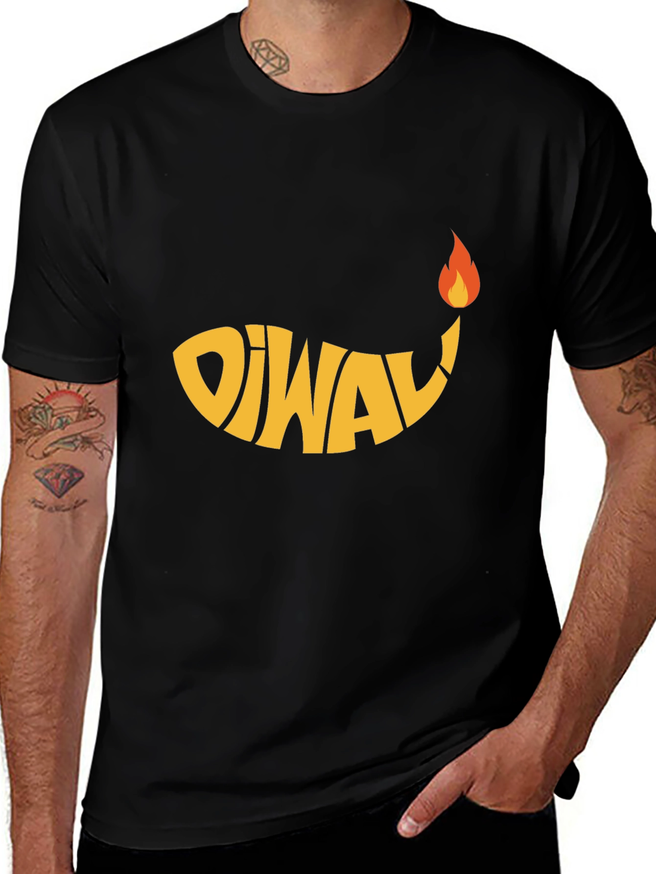 Diwali Graphic T-Shirt - Black Cotton Tee