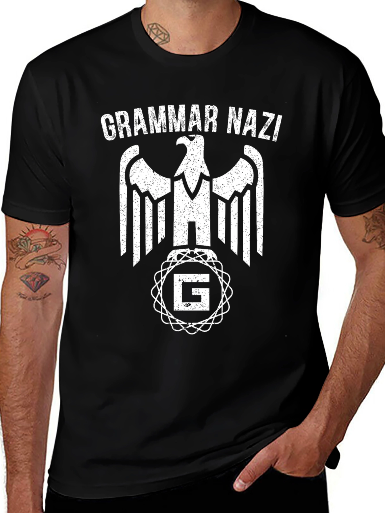 Variant 10 of Grammar Nazi Black T-Shirt