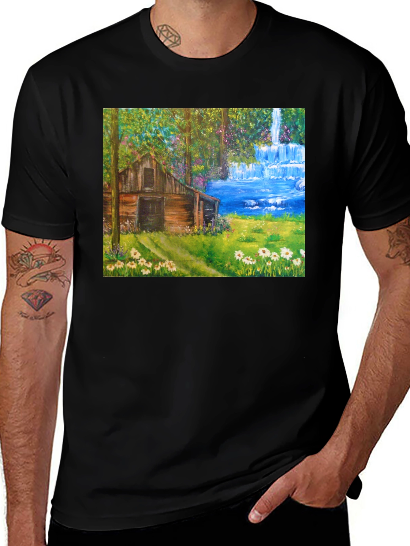 Variant 15 of Cabin Waterfall Nature T-Shirt