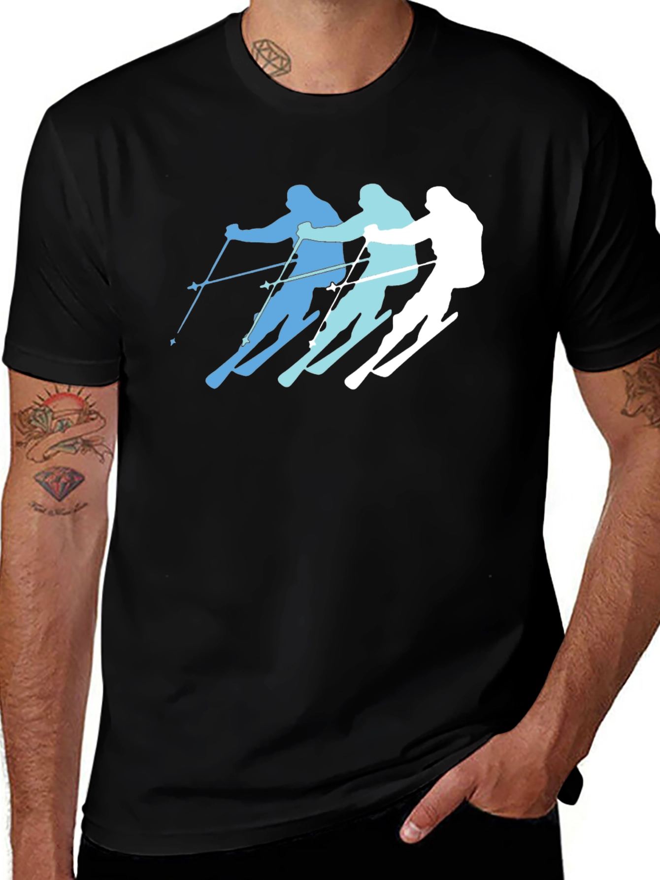 Variant 20 of Skiing T-Shirt - Gradient Skier Design