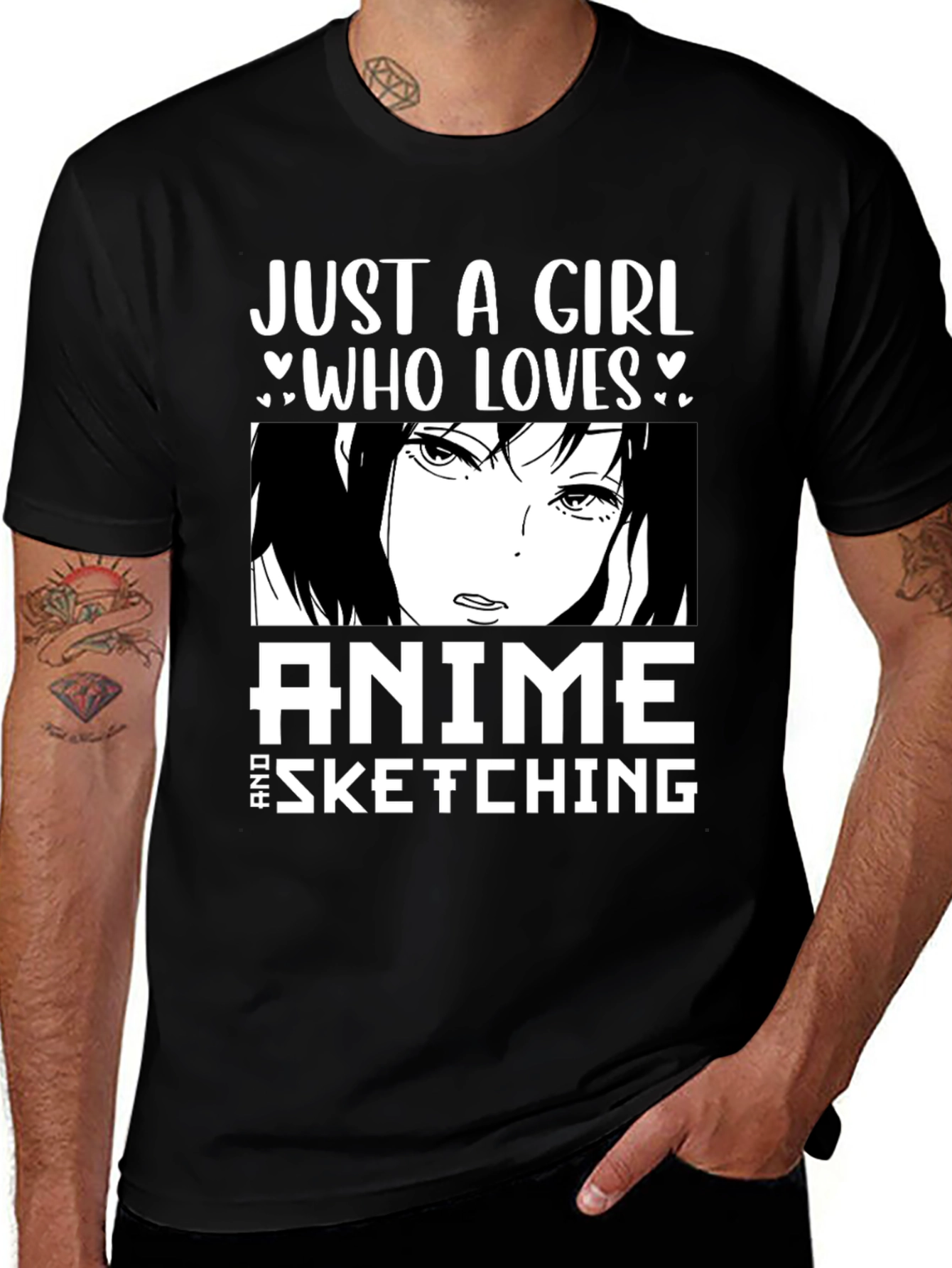 Variant 9 of Just a Girl Who Loves Anime and Sketching Black T-Shirt