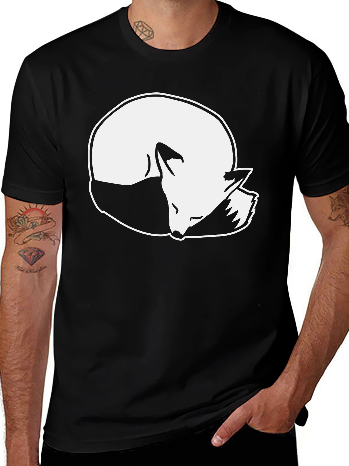 Variant 13 of Sleeping Fox Graphic T-Shirt - Black