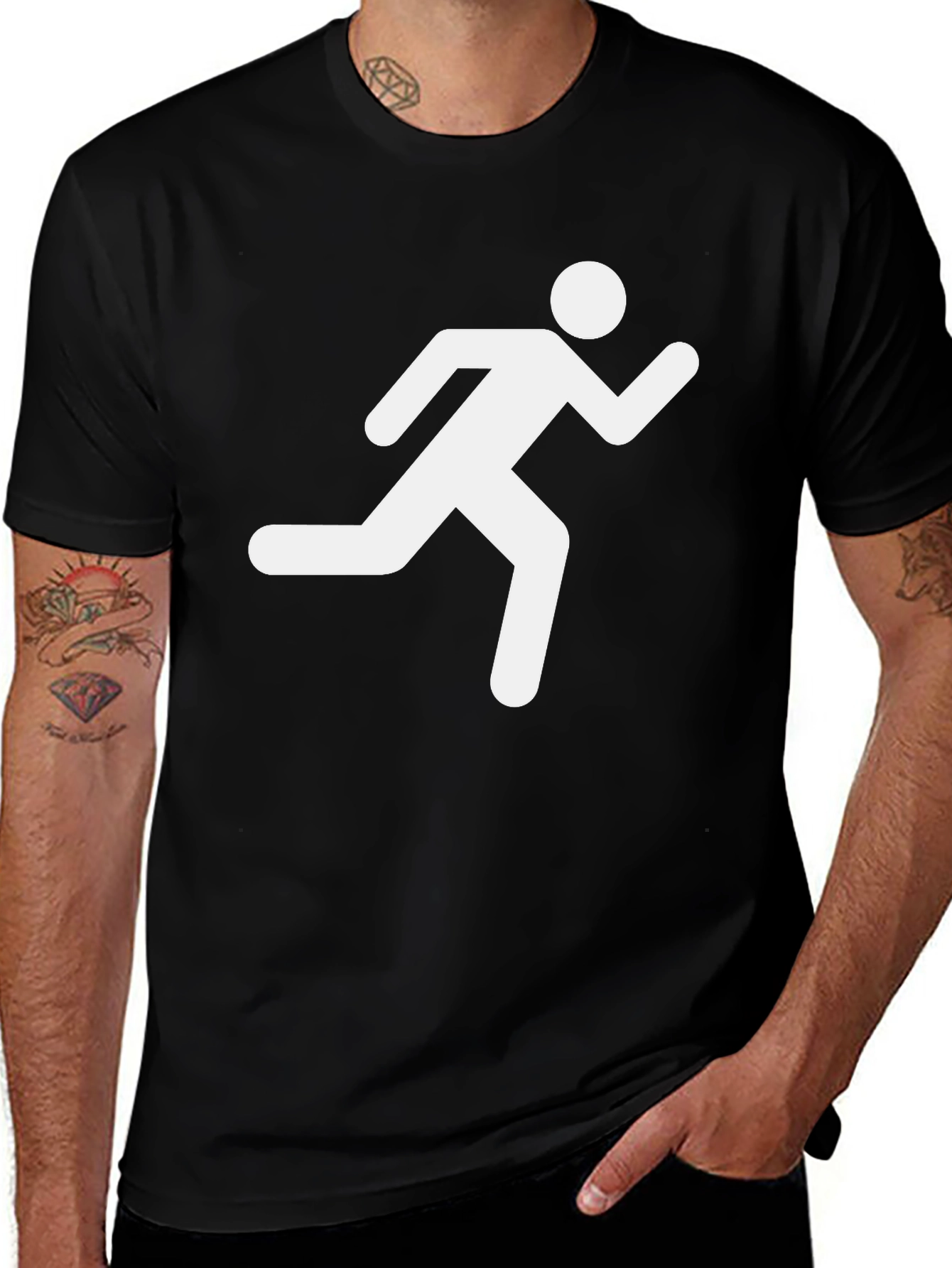 Variant 23 of Running Man Graphic Tee - Stylish Black T-Shirt