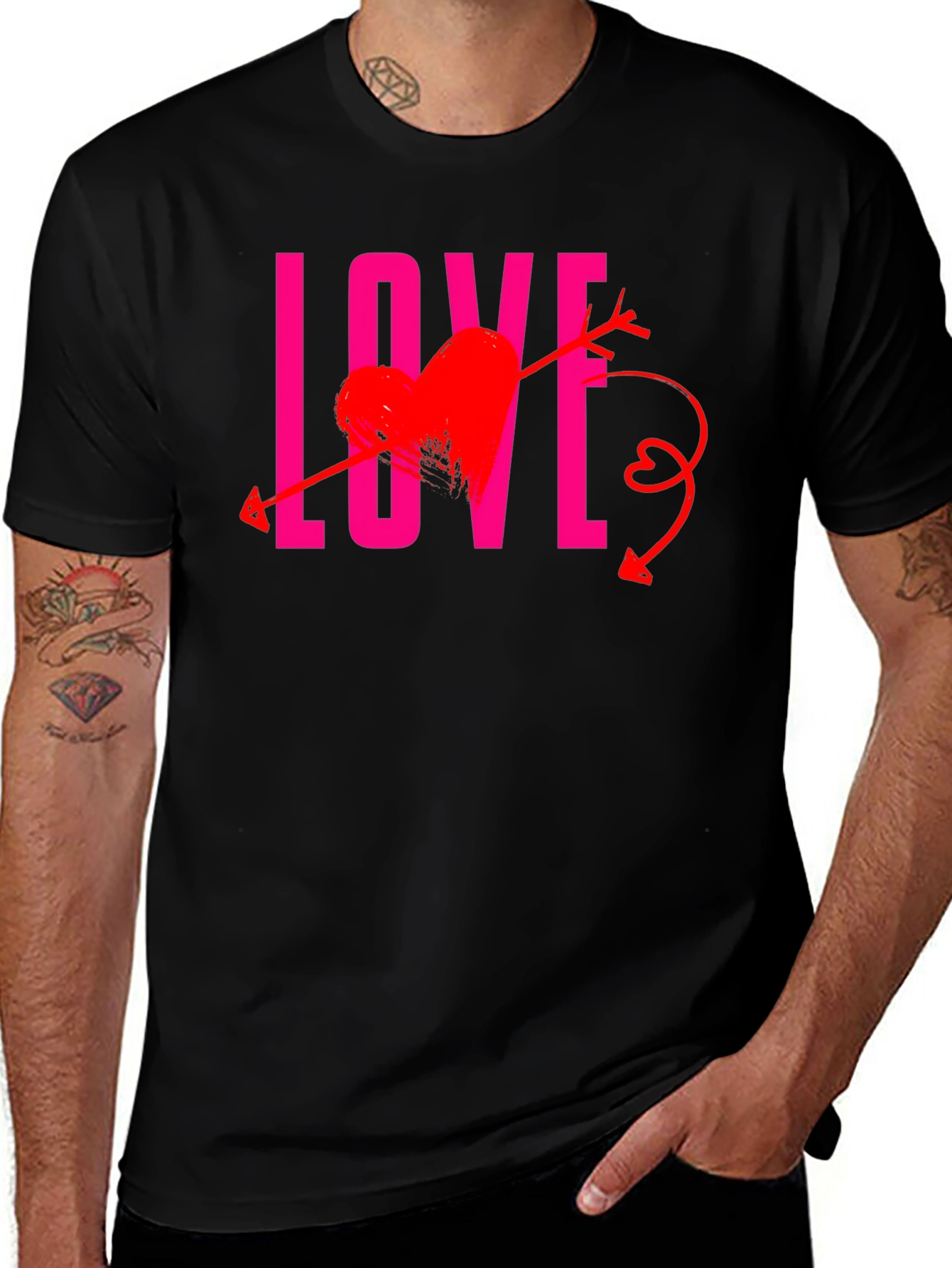 Variant 30 of Love Heart Arrow Black T-Shirt