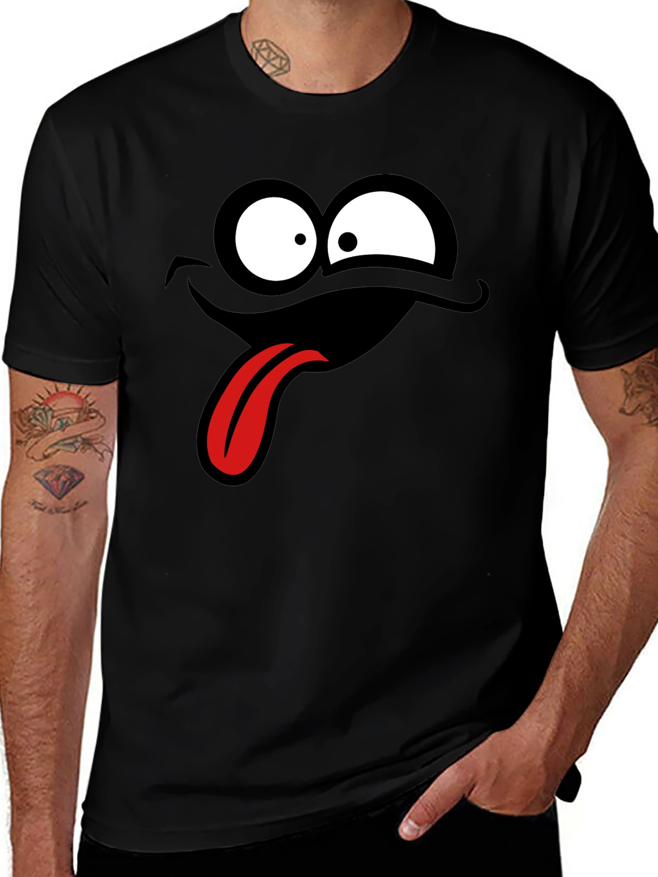Variant 30 of Funny Cartoon Face Black T-Shirt