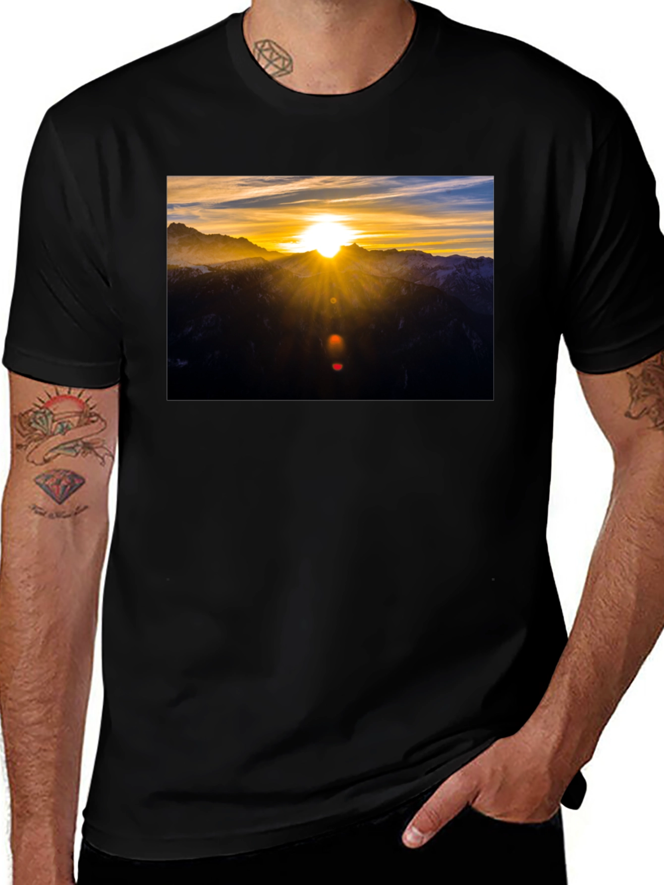 Variant 16 of Sunrise Mountain Graphic Black T-Shirt