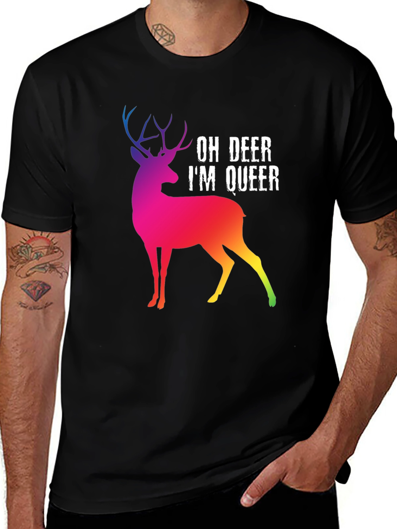 Variant 12 of Oh Deer I'm Queer Graphic Tee - Pride Rainbow Deer Shirt