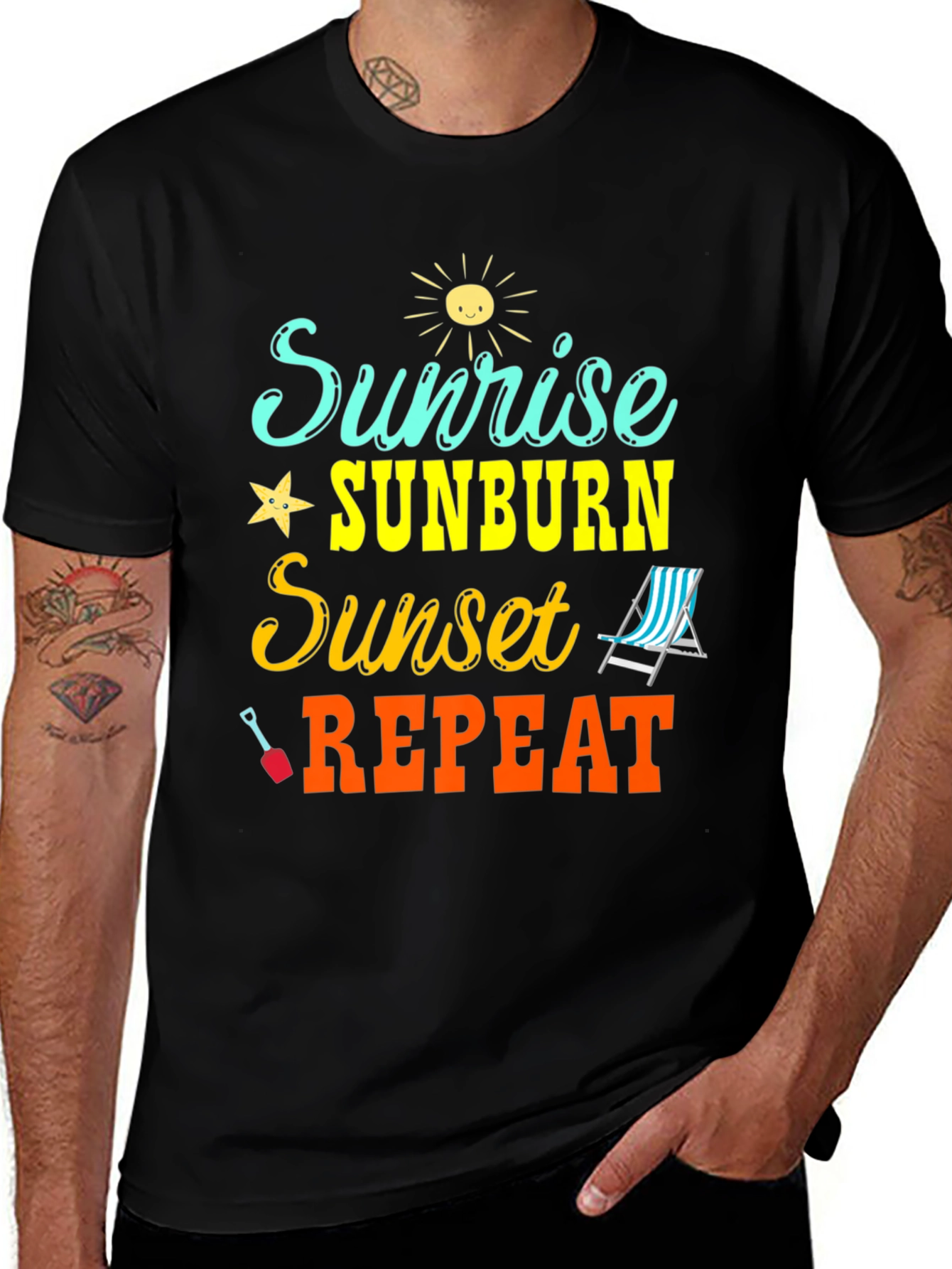 Variant 19 of Sunrise Sunburn Sunset Repeat Graphic Tee
