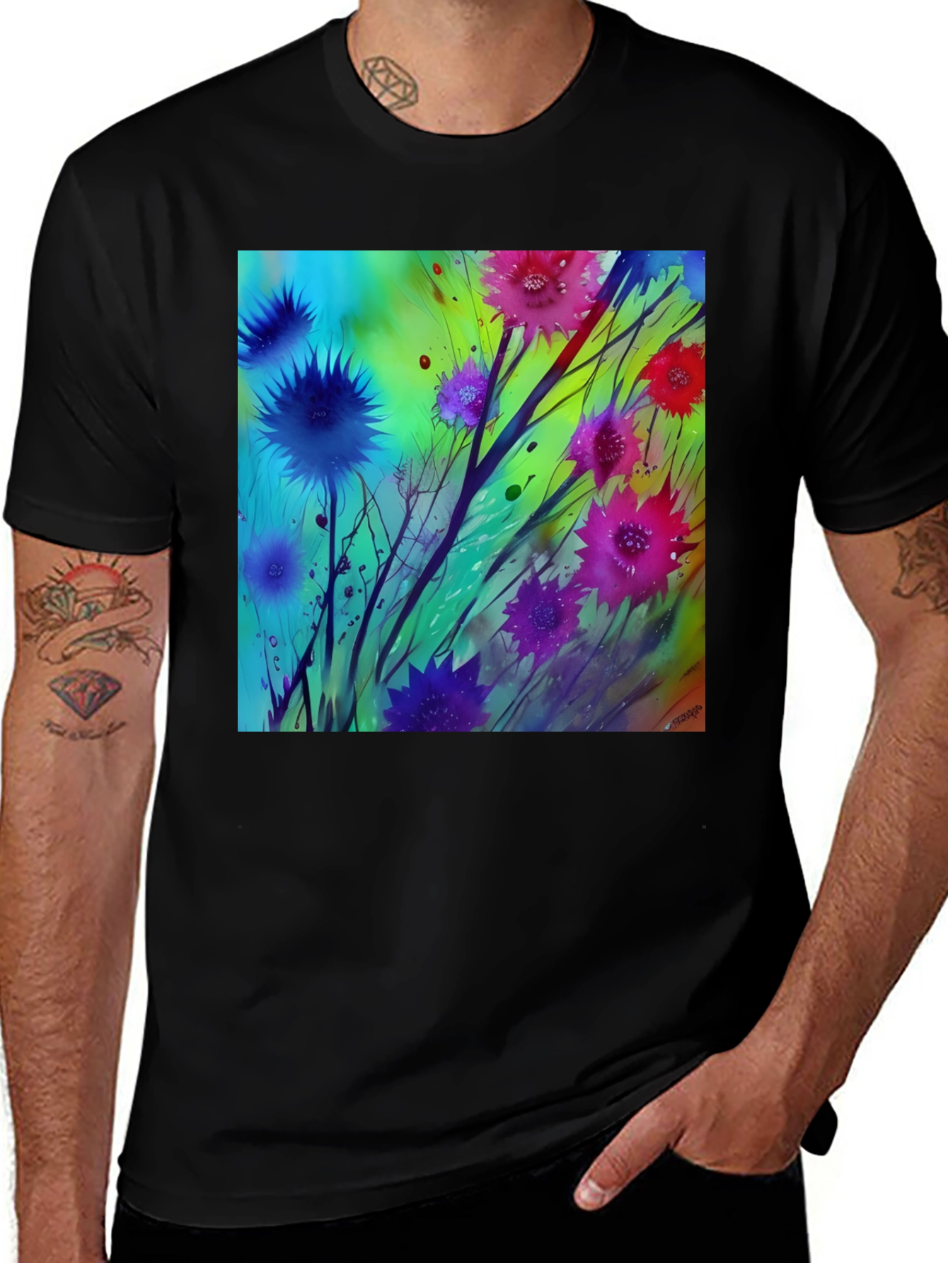 Variant 15 of Floral Watercolor T-Shirt - Abstract Flower Tee