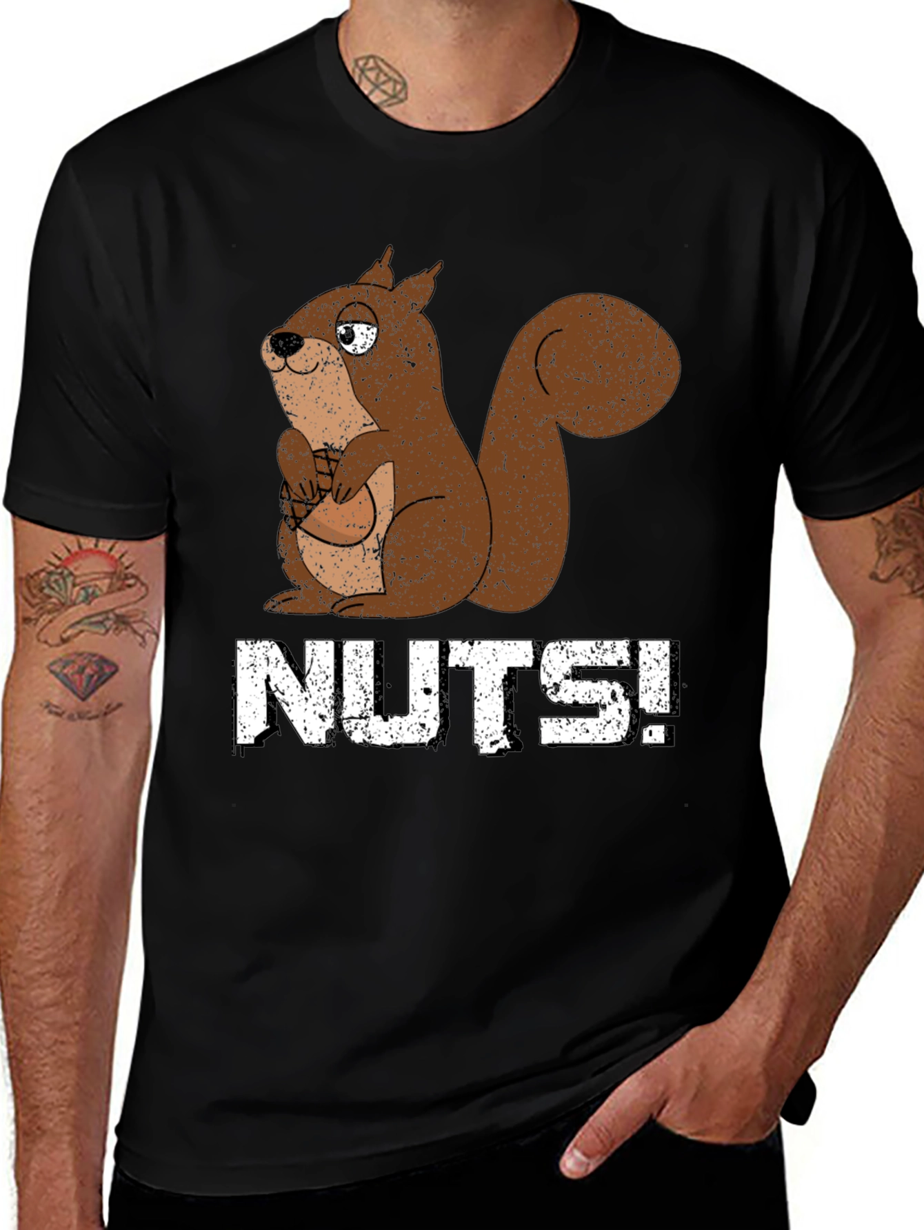 Variant 13 of Nuts! Squirrel Graphic Tee - Black