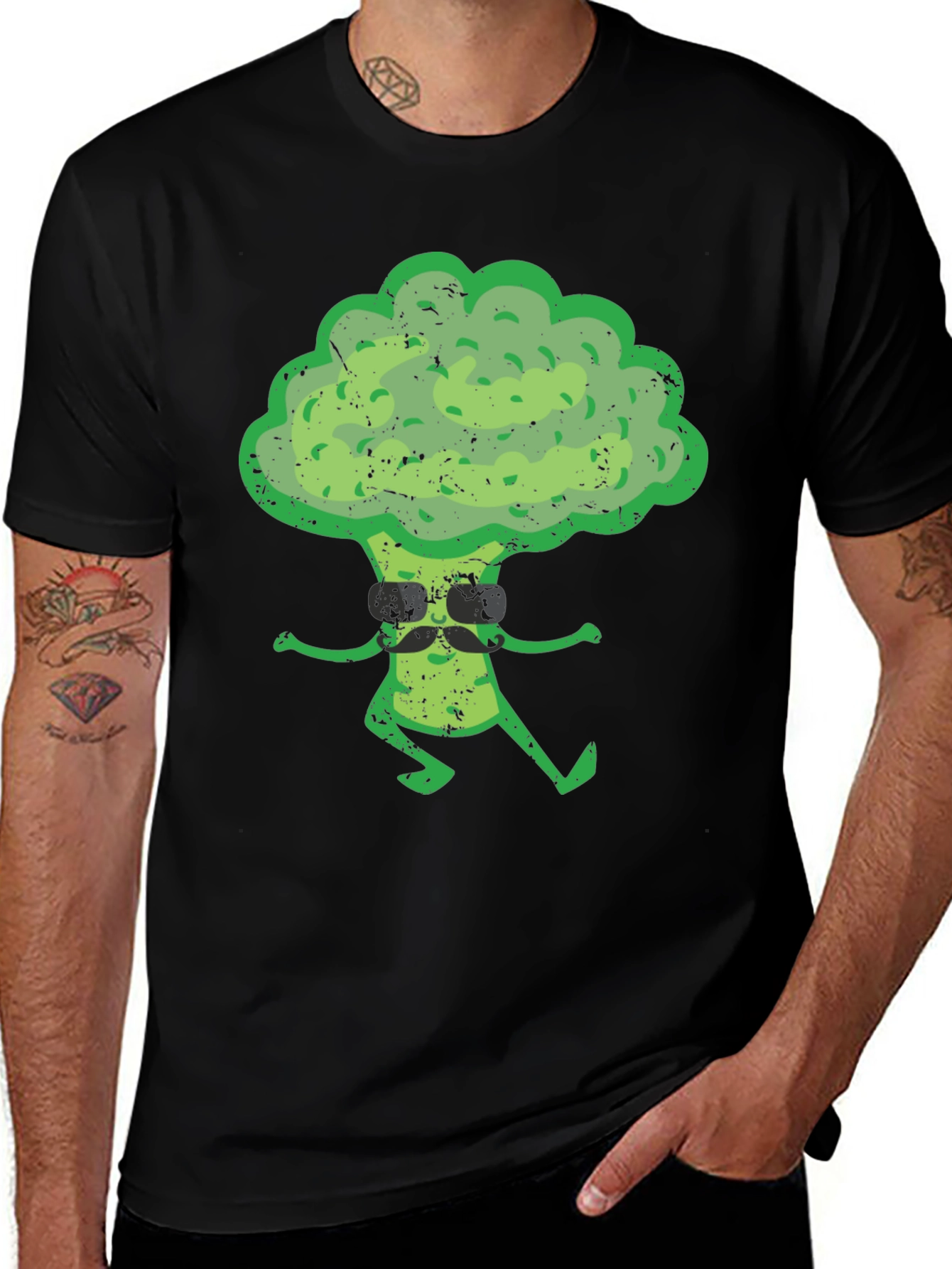 Variant 4 of Cool Broccoli Graphic Tee - Black T-Shirt
