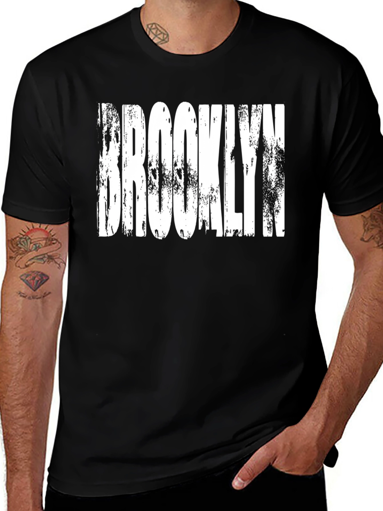 Variant 10 of Brooklyn Graphic Tee - Distressed Print Black T-Shirt