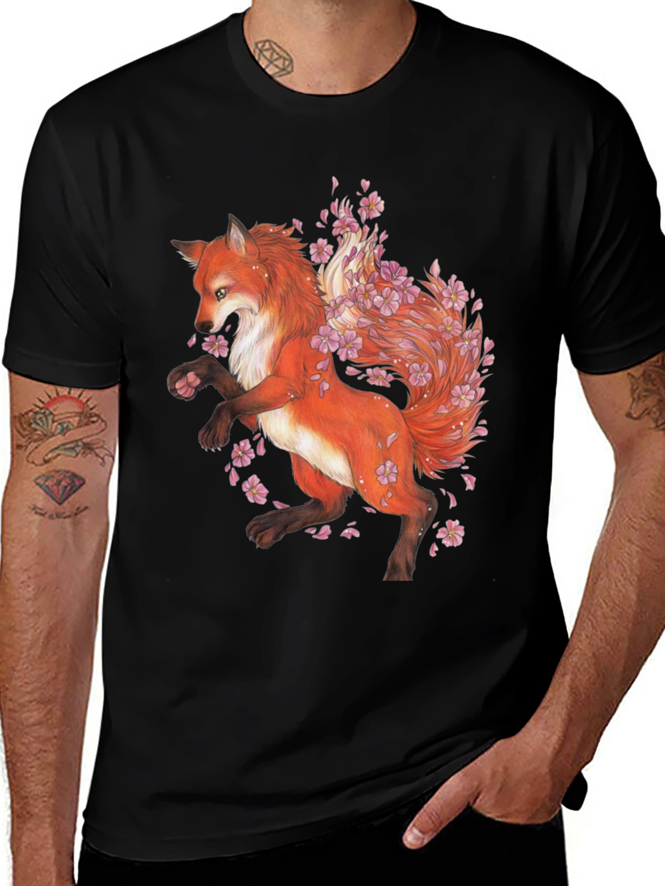 Variant 6 of Fox and Cherry Blossom Graphic Tee