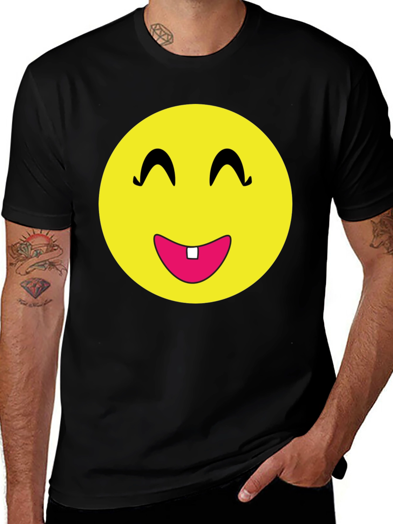 Variant 6 of Emoji Face Graphic Tee - Fun & Playful Black T-Shirt