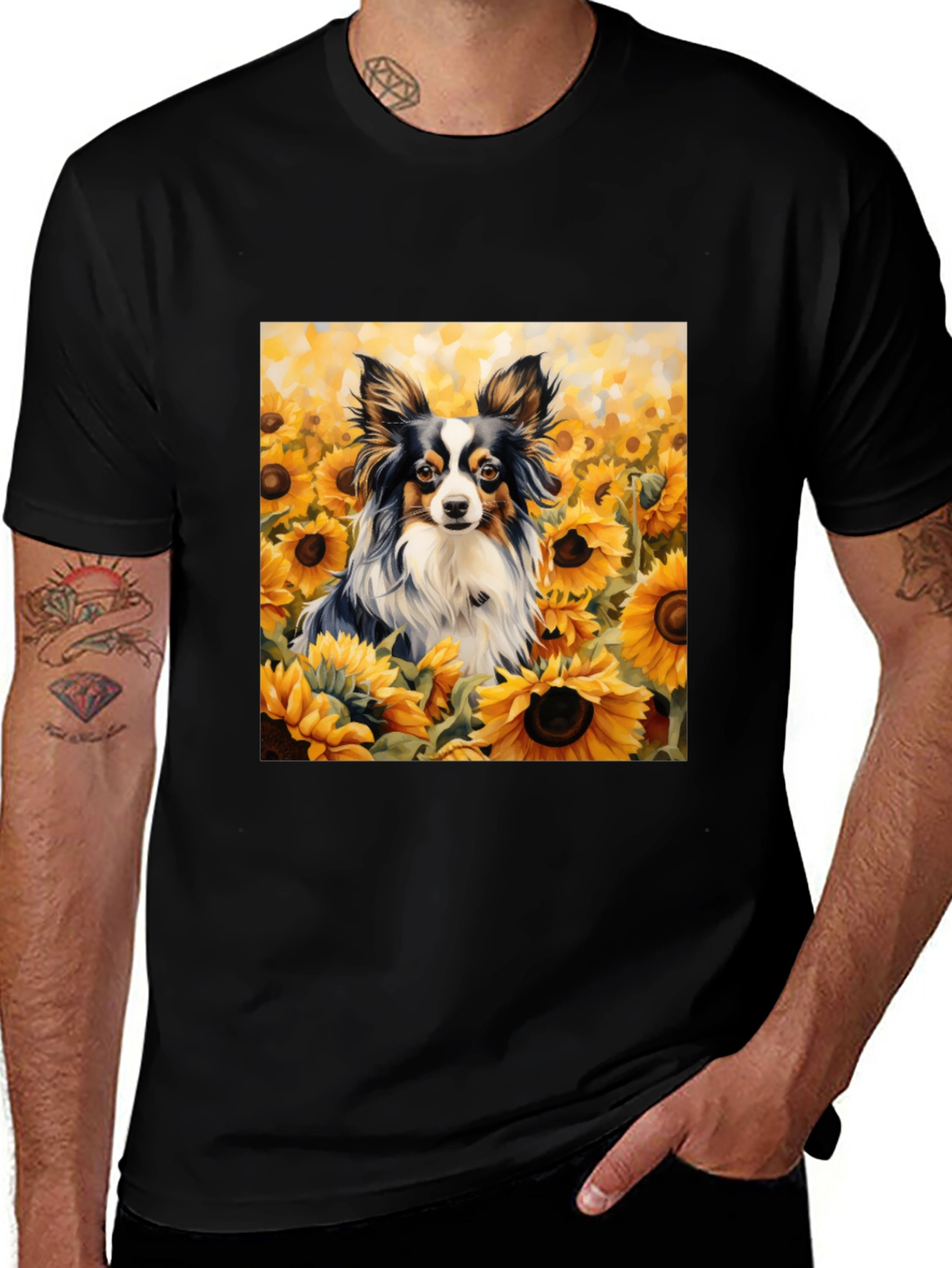 Variant 25 of Dog Sunflower T-Shirt: Artistic Canine Comfort