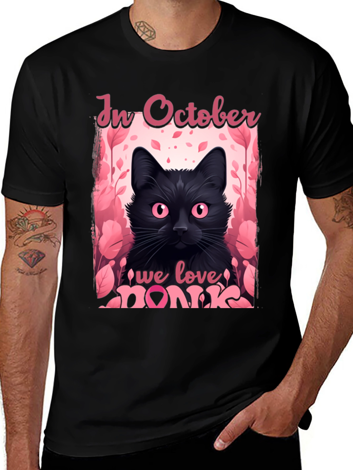 Variant 20 of October Breast Cancer Awareness Black Cat T-Shirt