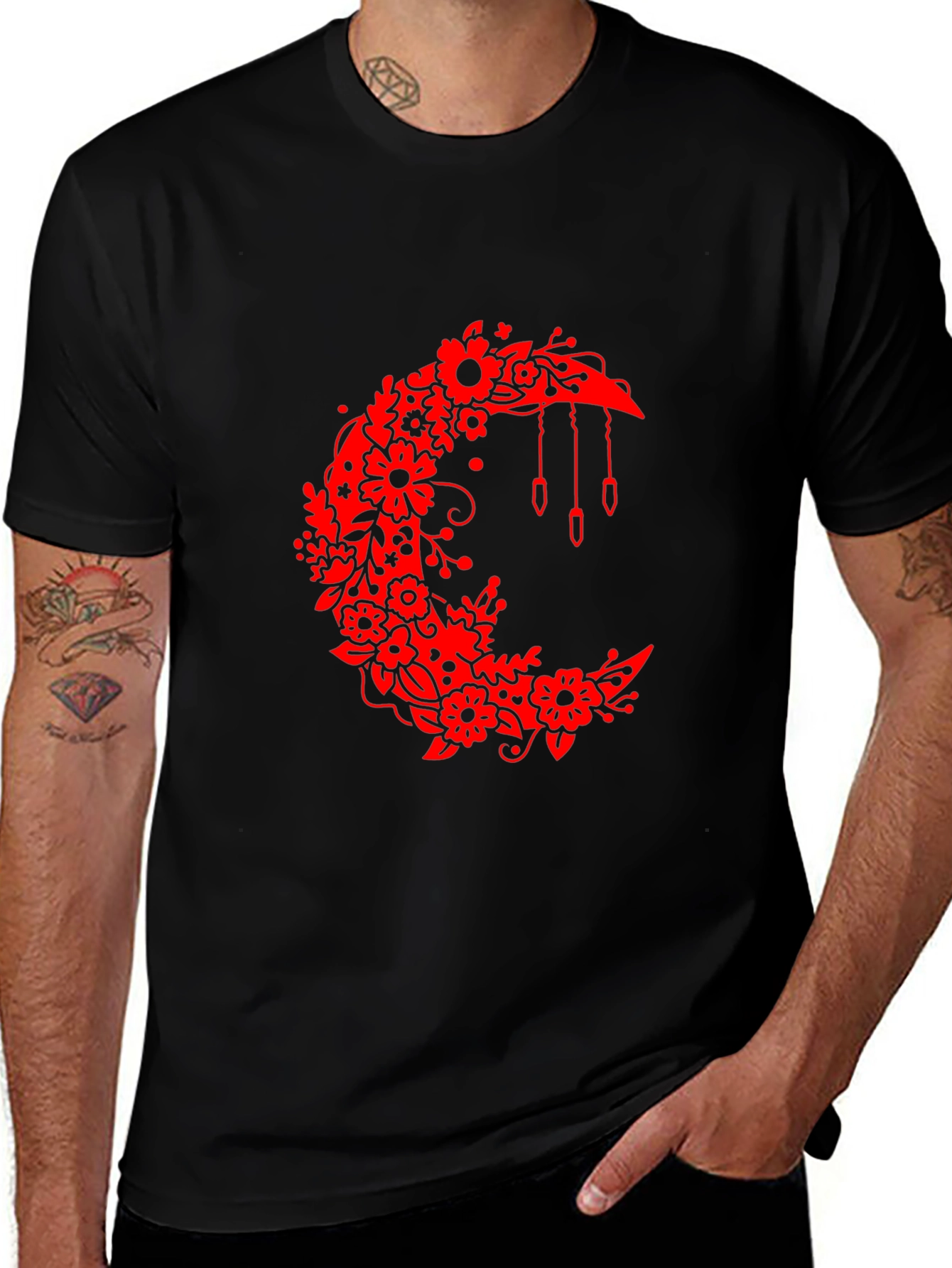 Variant 28 of Floral Crescent Moon Graphic Tee
