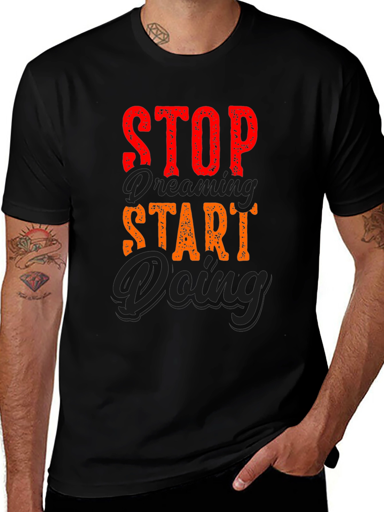 Variant 19 of Stop Dreaming Start Doing Graphic Tee - Black